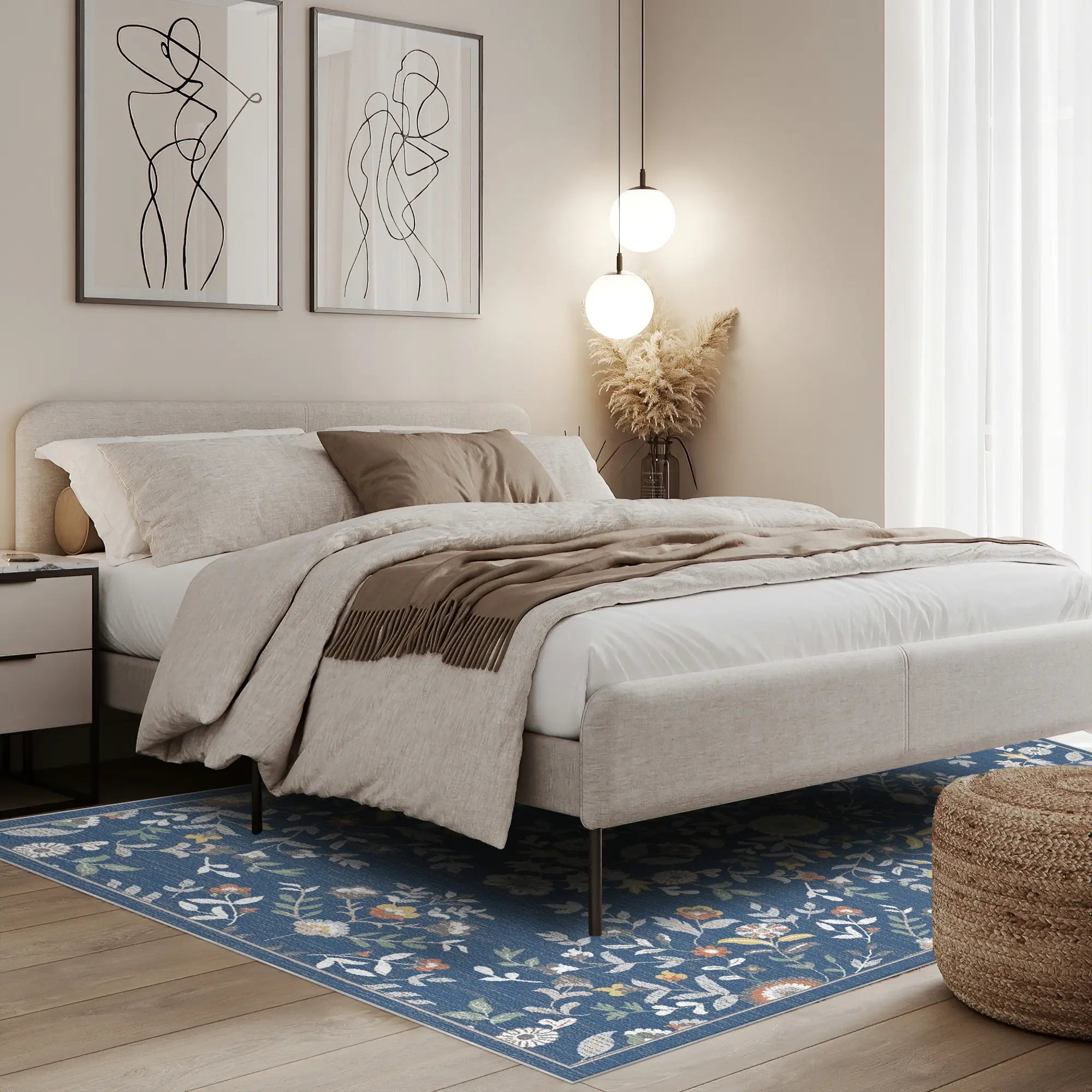 Sapphire Bloom Medallion Rug