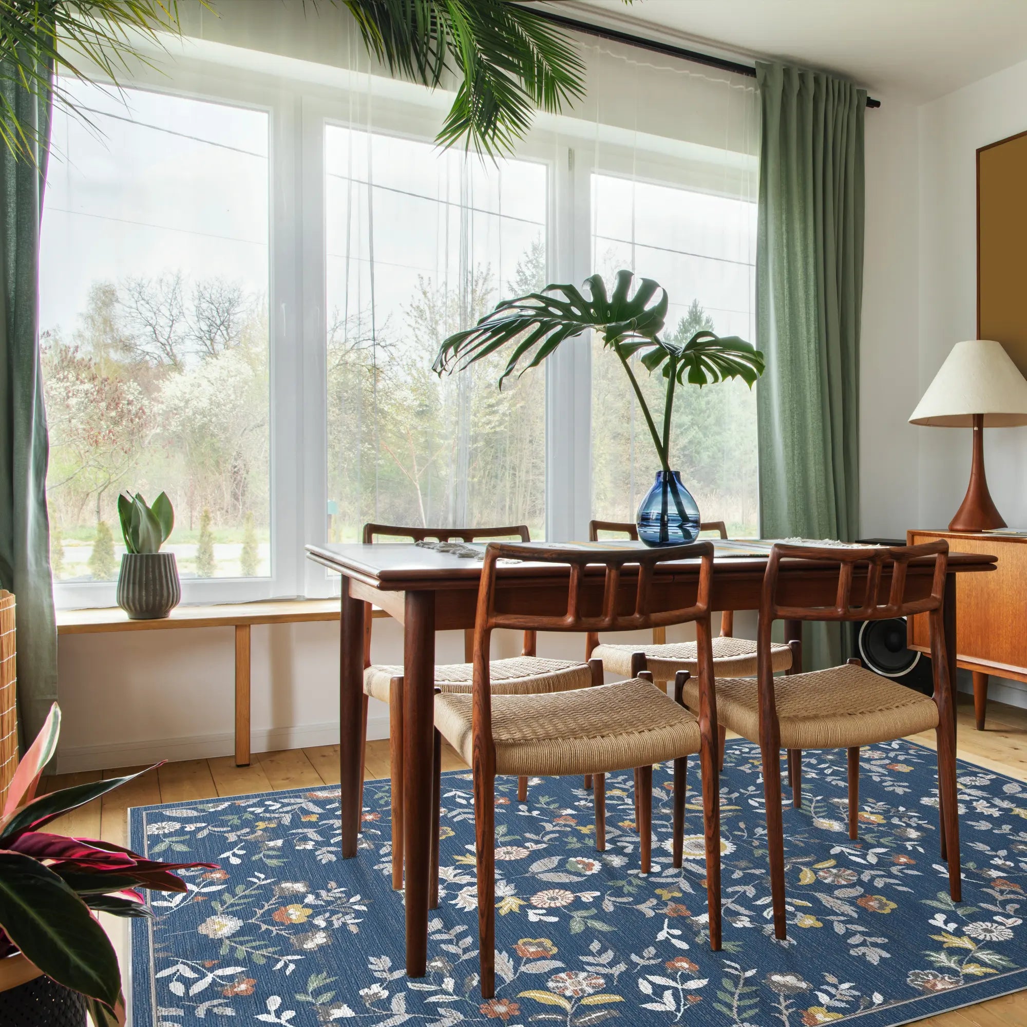 Sapphire Bloom Medallion Rug