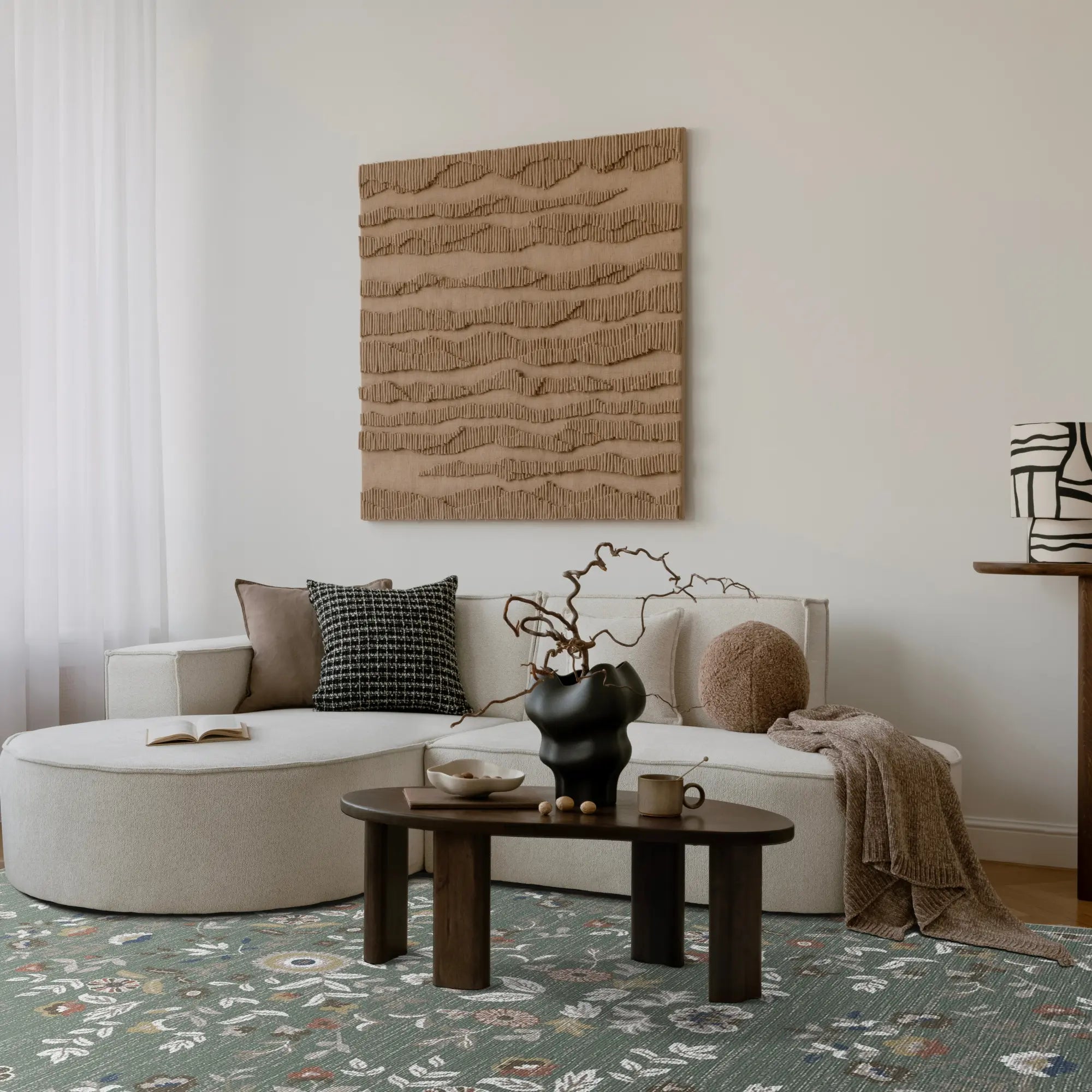 Sage Garden Floral Medallion Rug