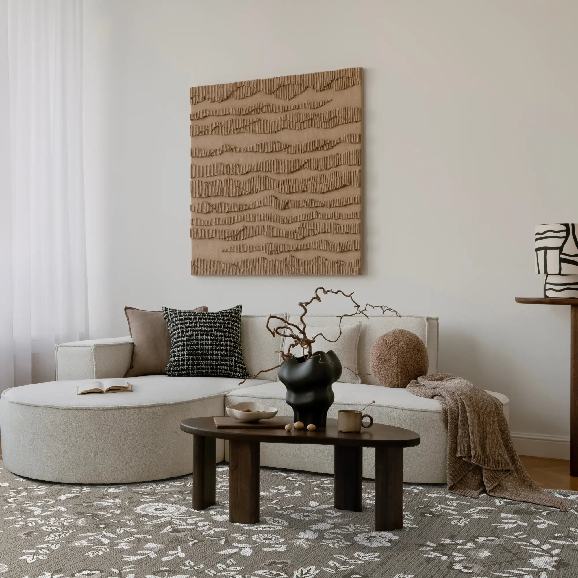 Sand Serenity Floral Medallion Rug