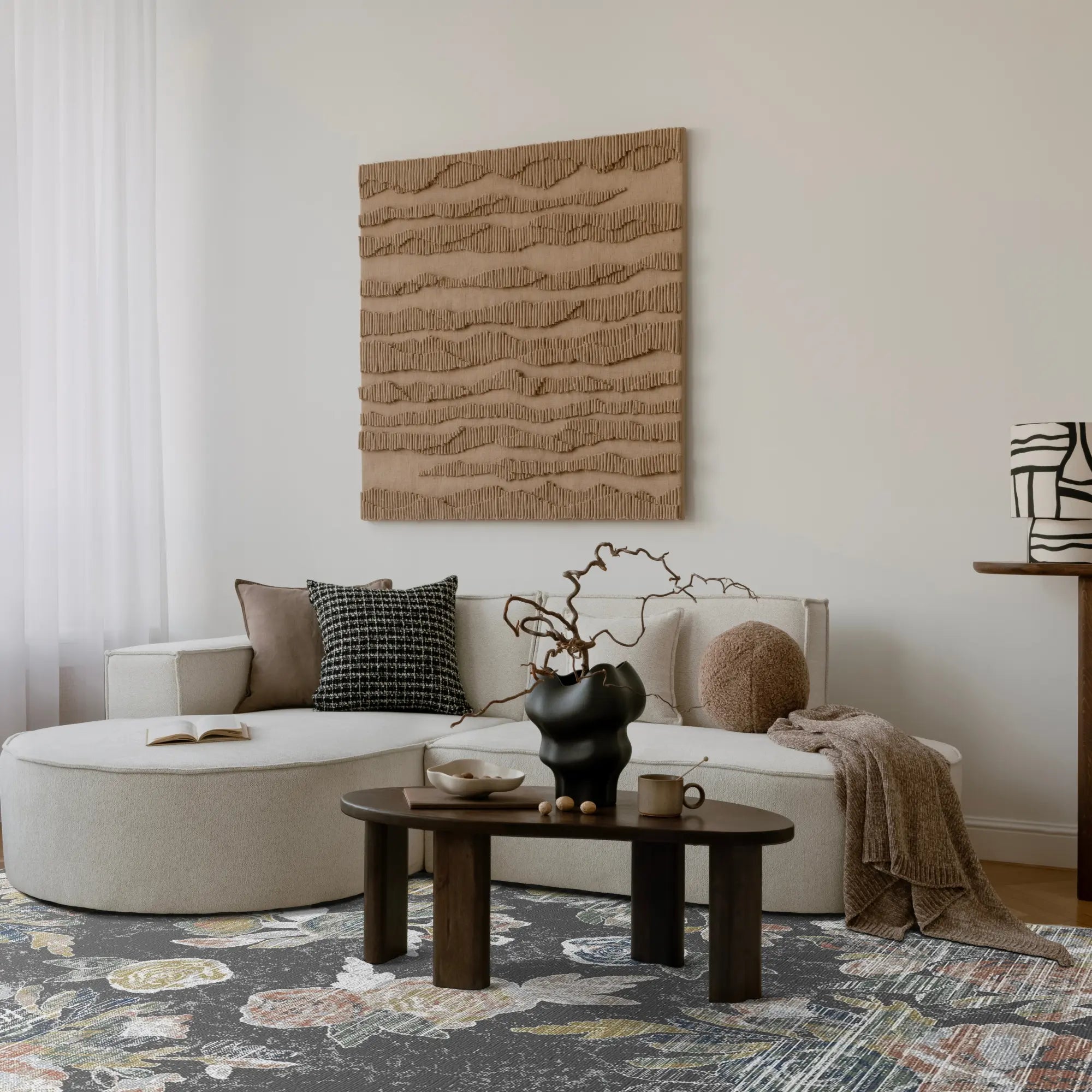 Antique Slate Painterly Floral Rug