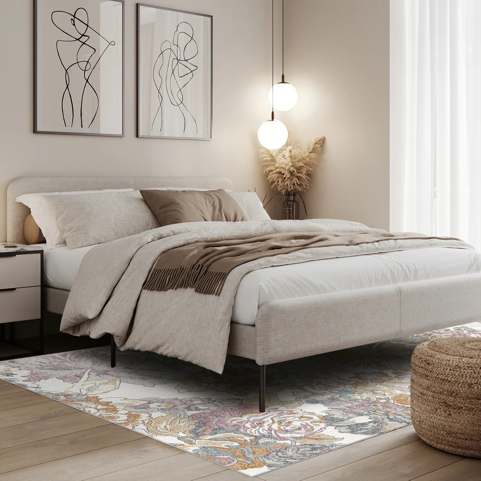 Mauve Heritage Floral Rug