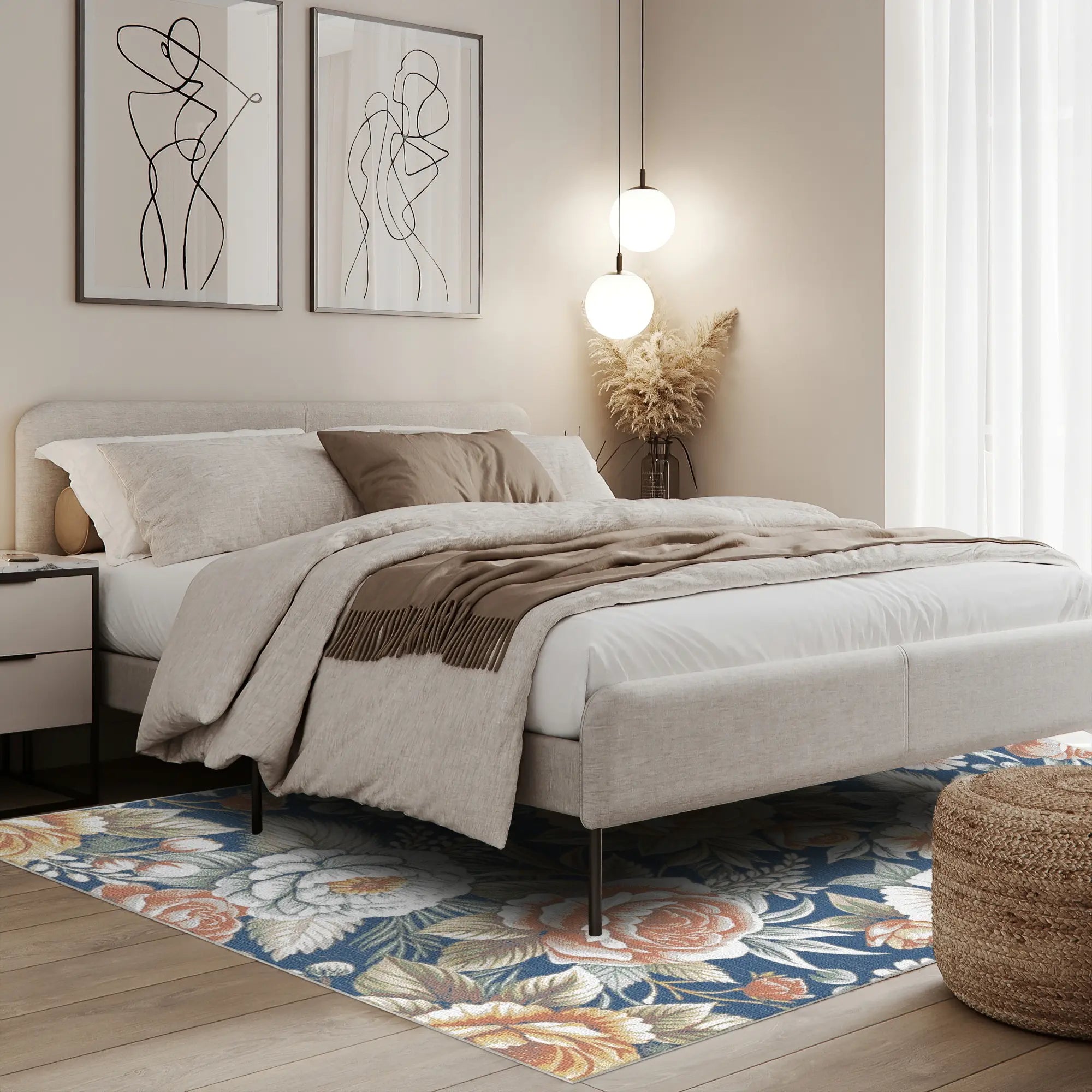 Sapphire Nocturne Floral Rug