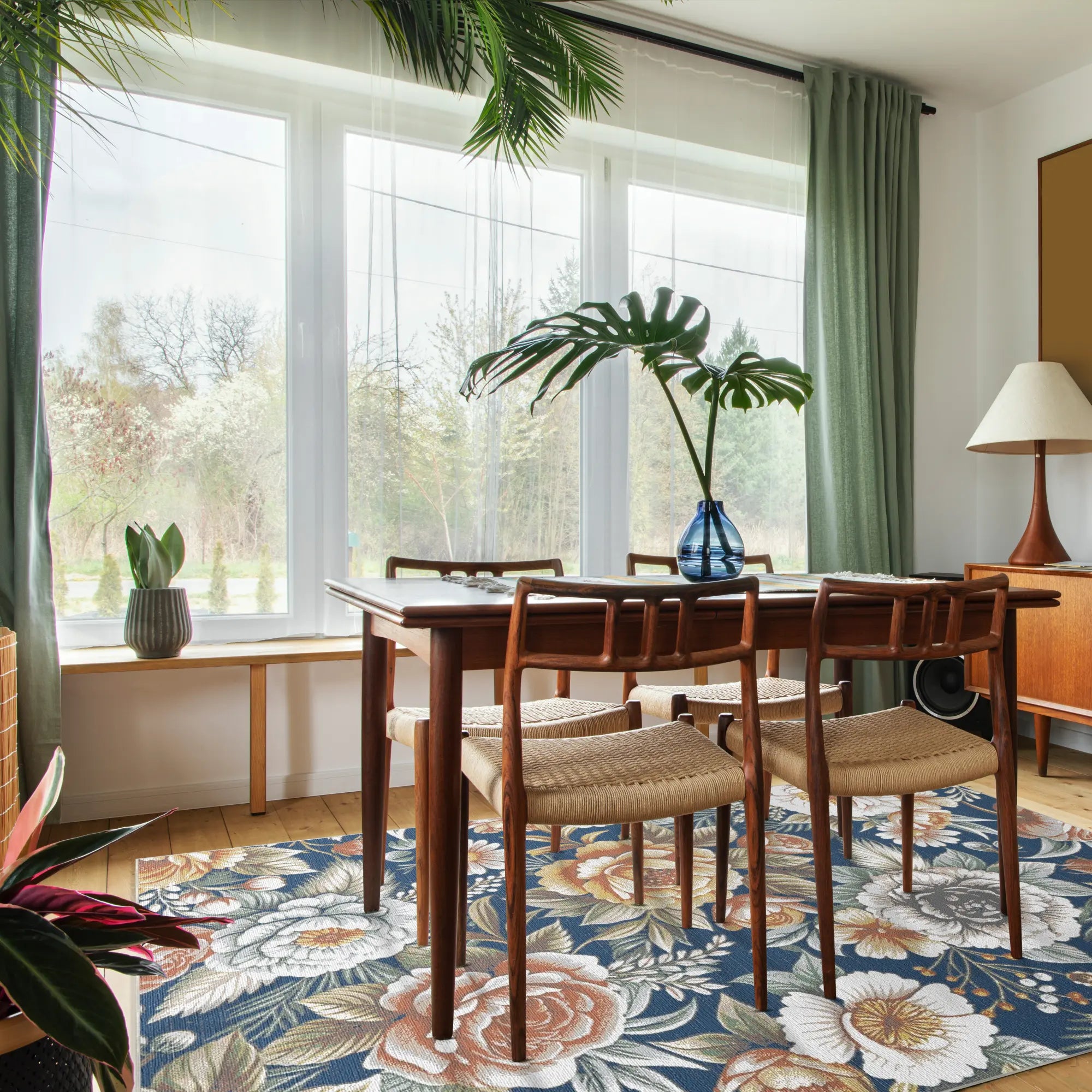 Sapphire Nocturne Floral Rug