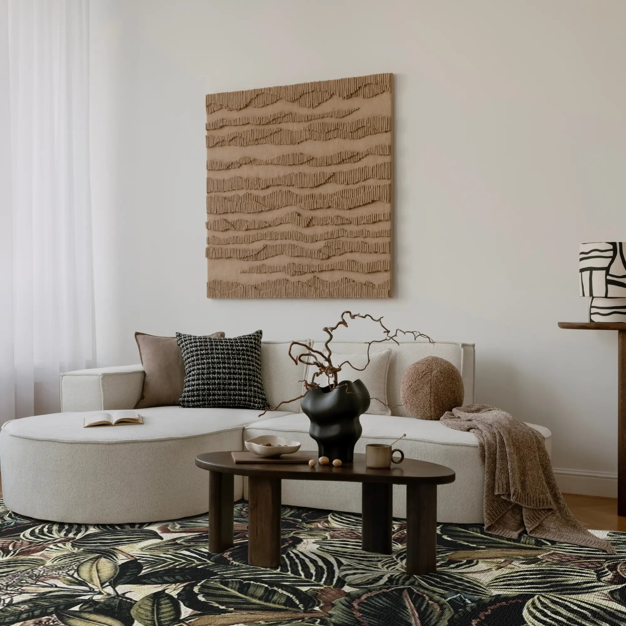Green Tropical Leaf Botanical Rug