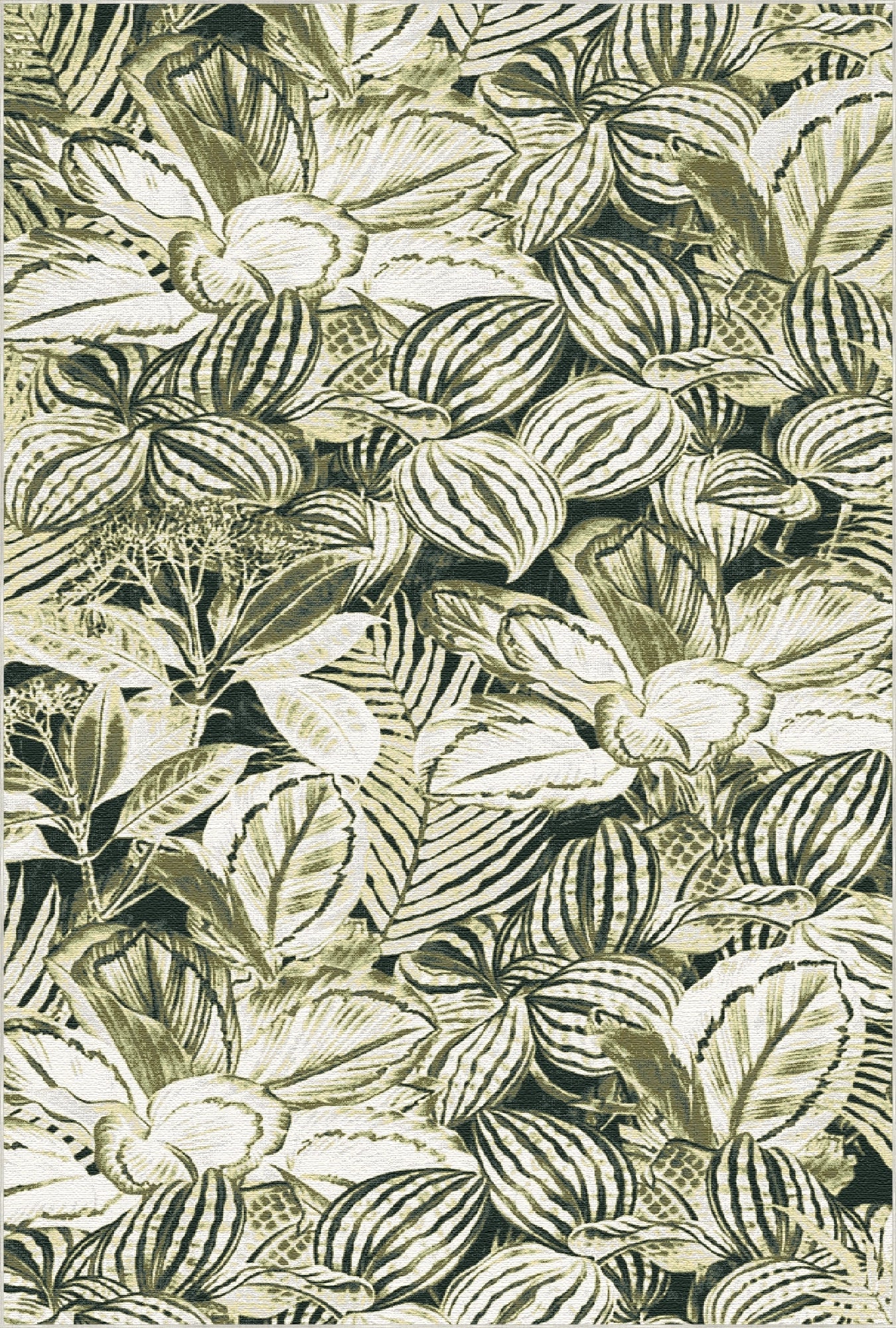 Sage Green Tropical Leaf Rug