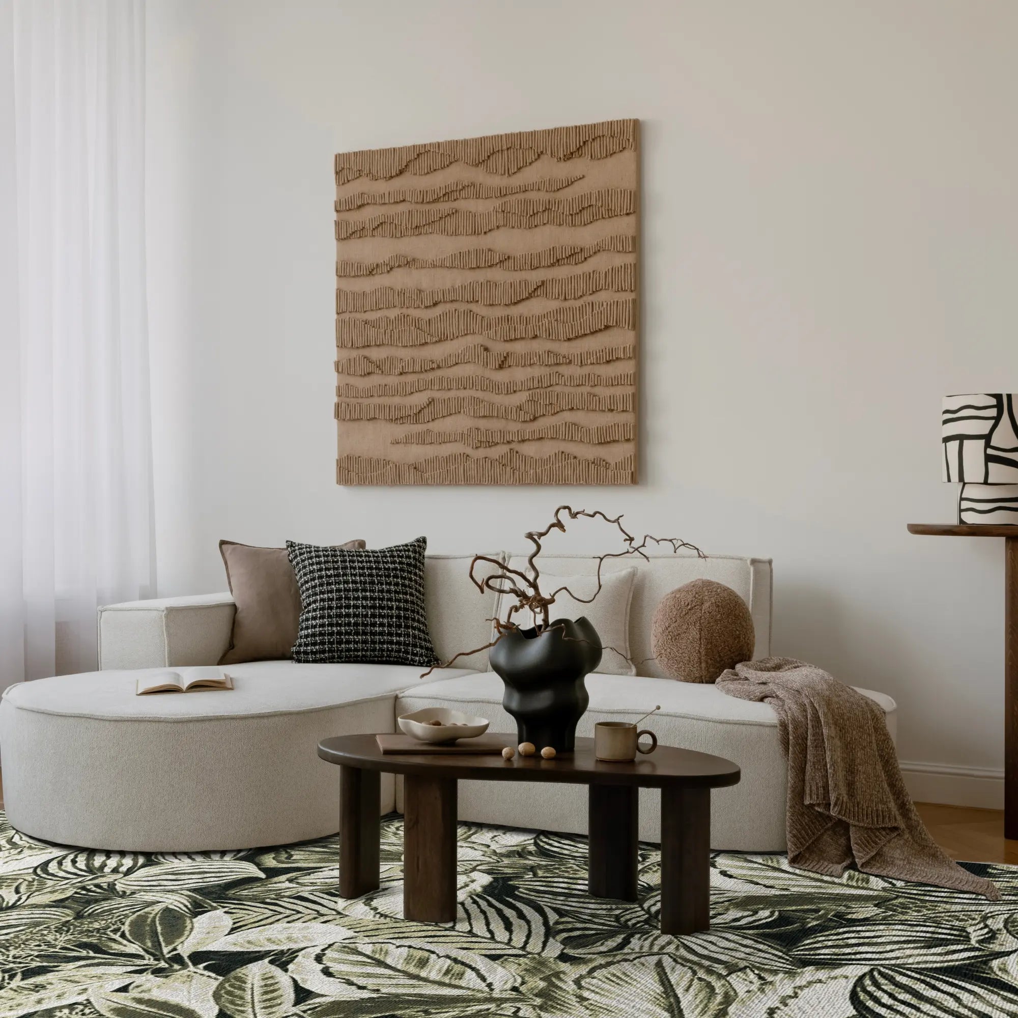 Sage Green Tropical Leaf Rug