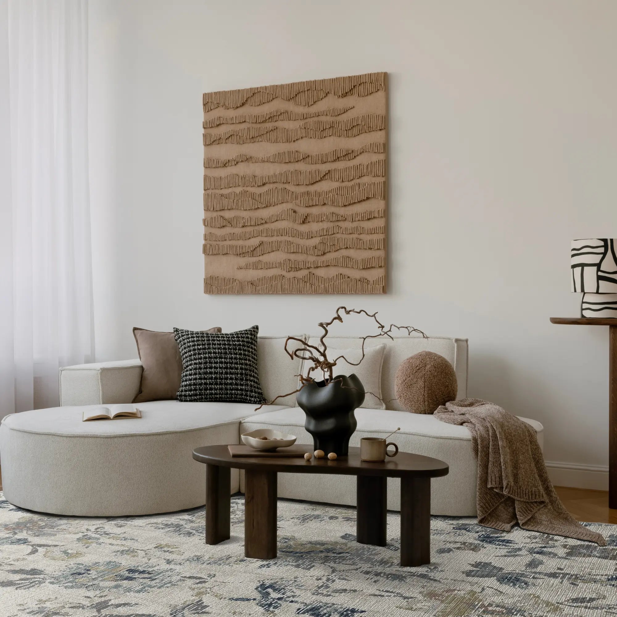 Vintage Painterly Blue Floral Rug
