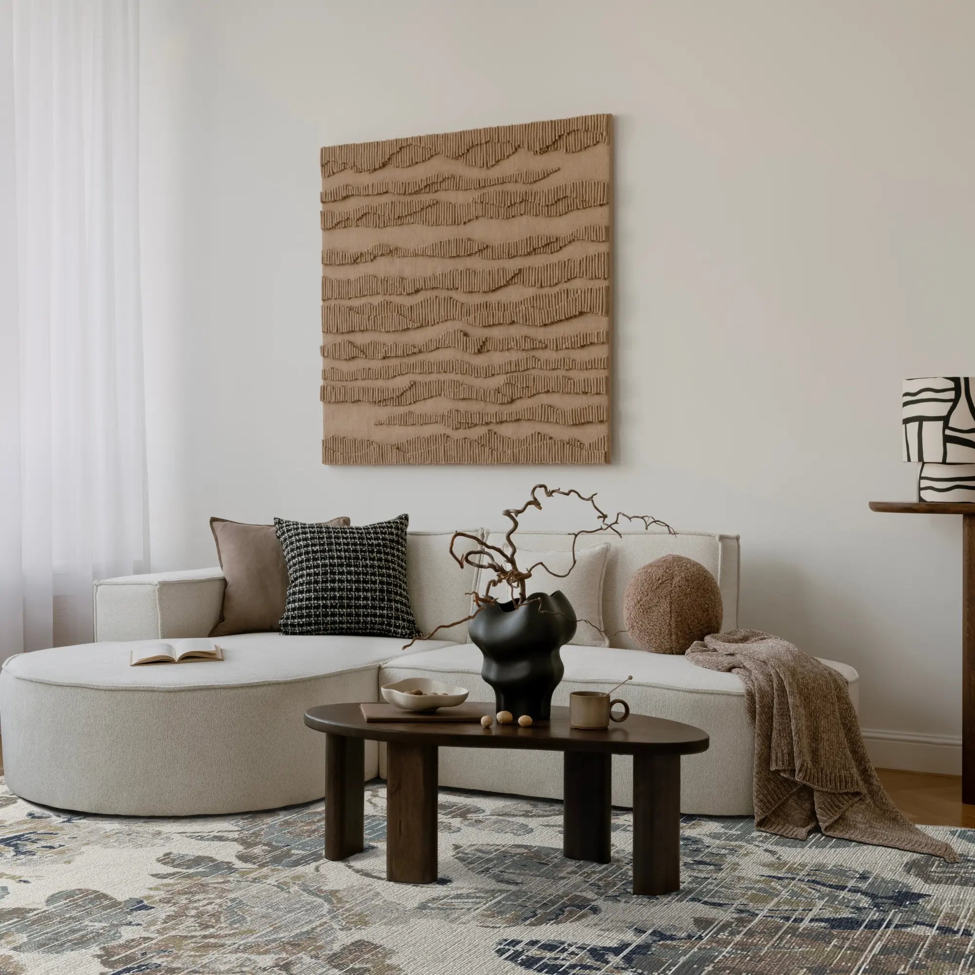 Azure Meadow Distressed Floral Rug