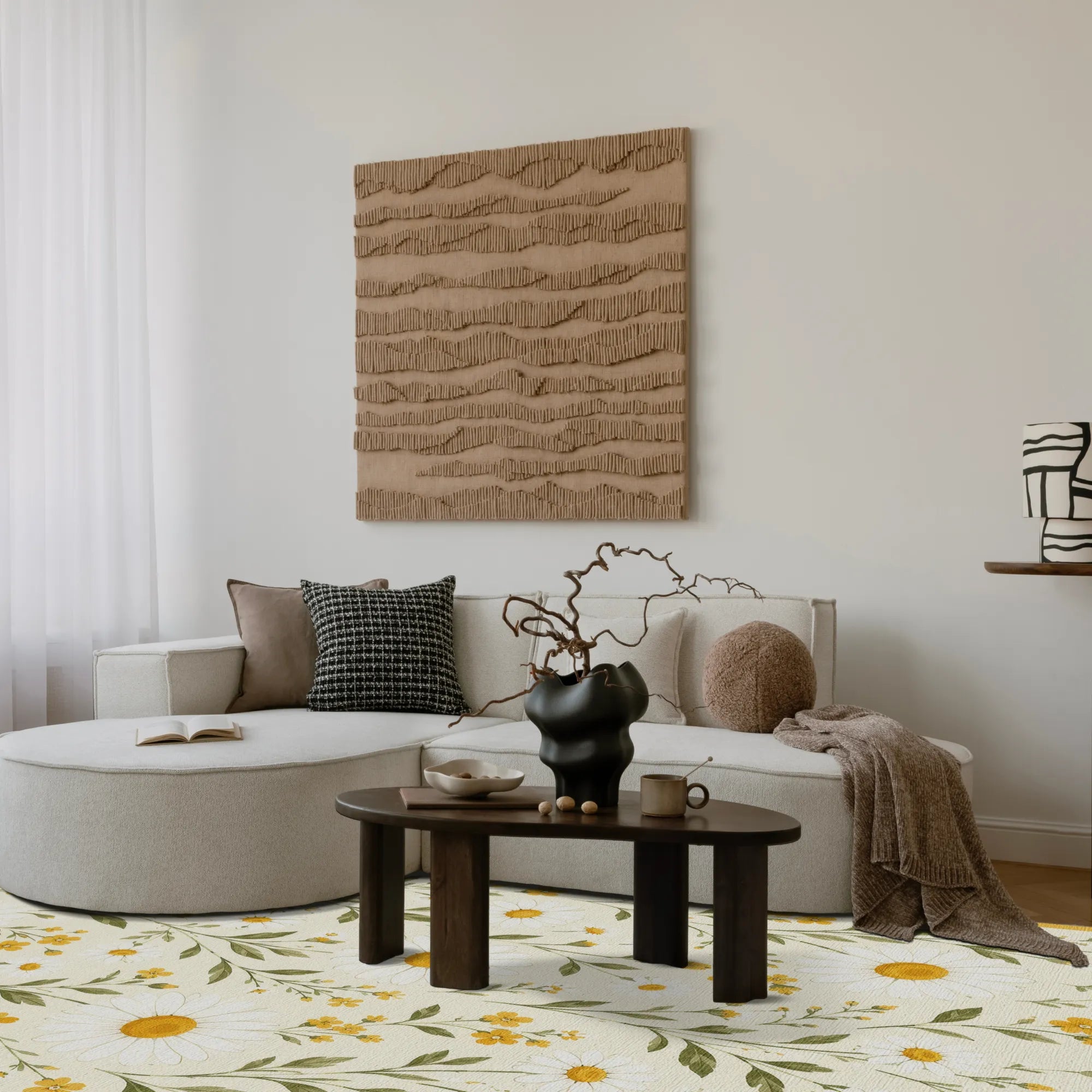 Bright Daisy Floral Meadow Rug