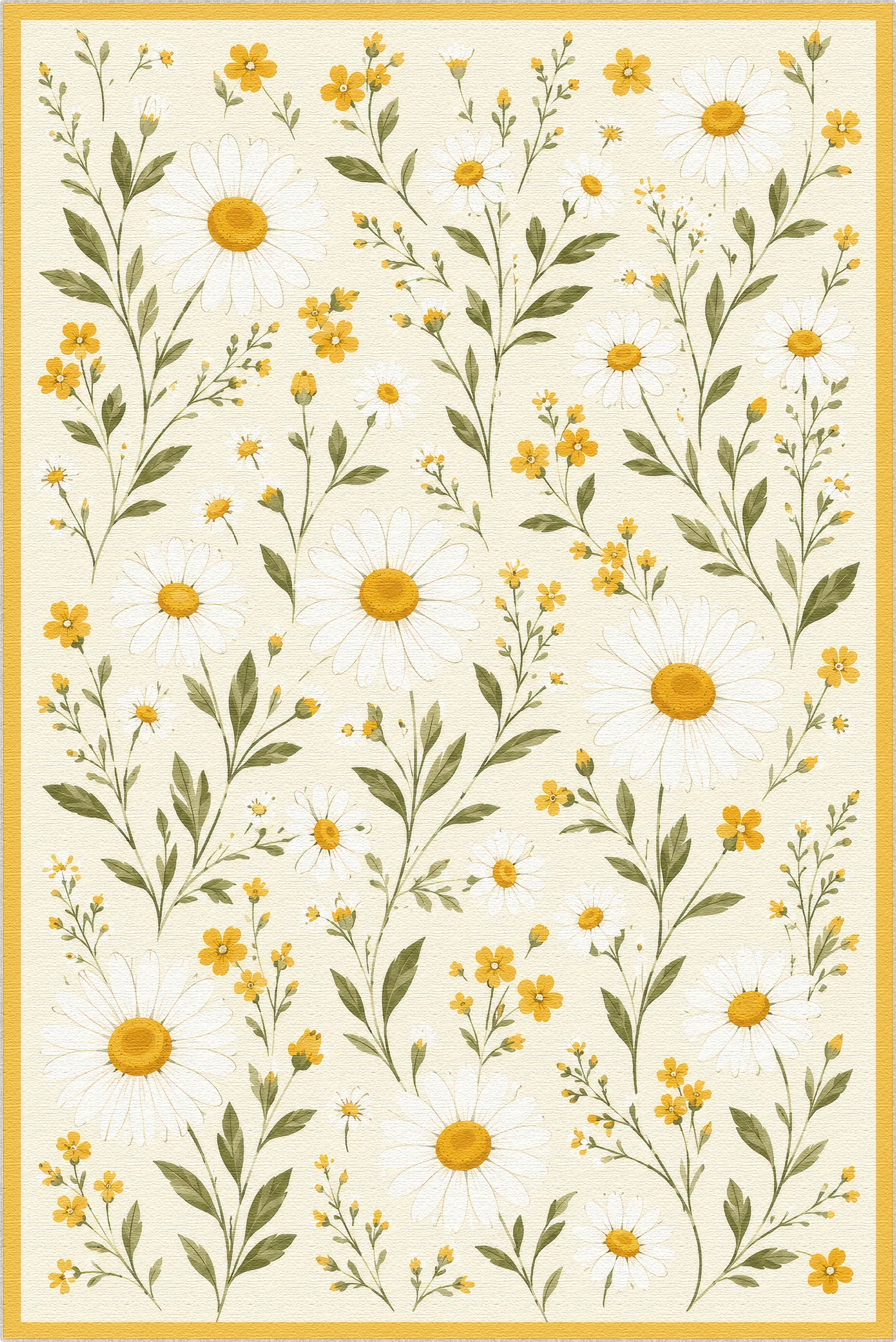 Bright Daisy Floral Meadow Rug