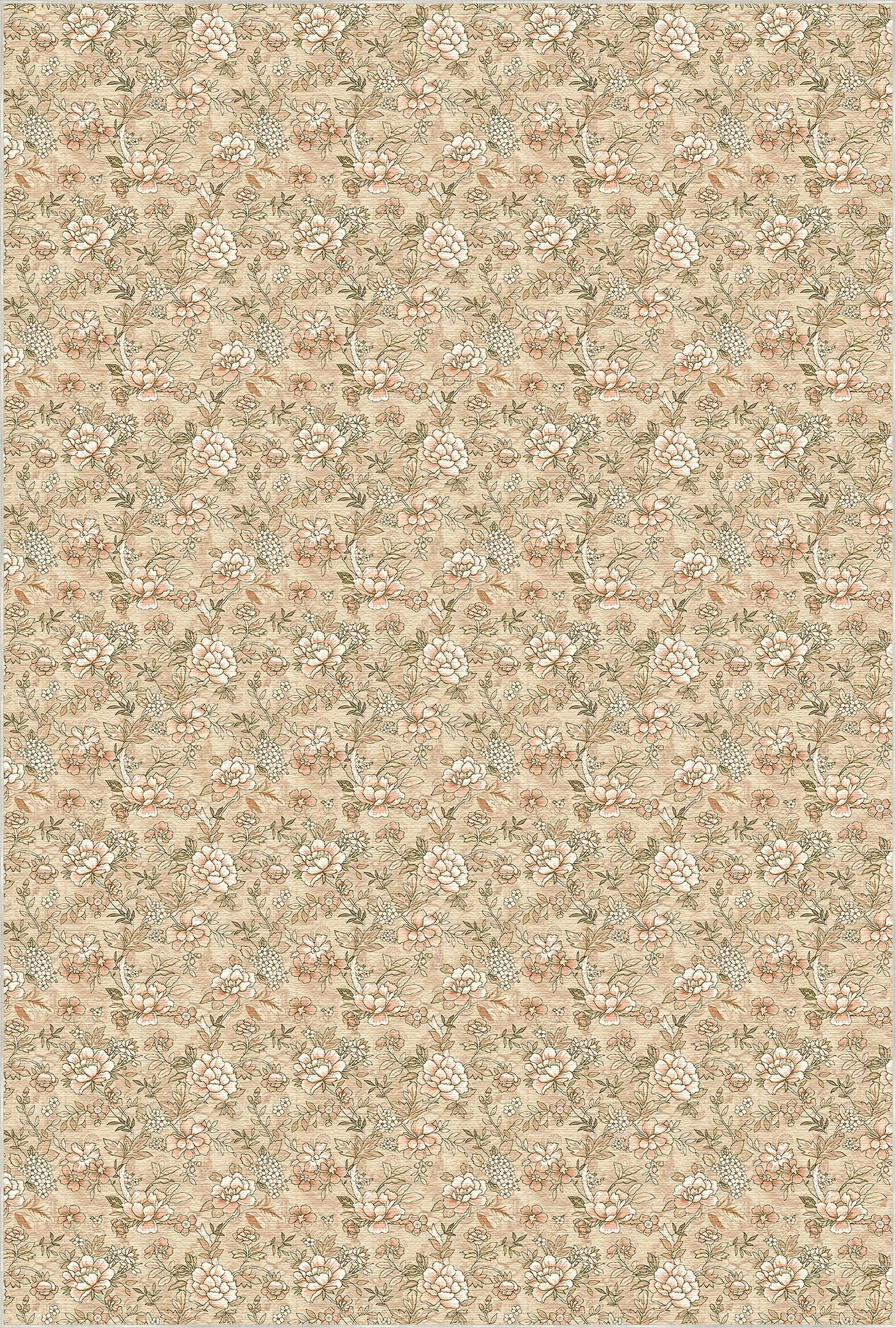 Vintage Beige Petite Floral Rug