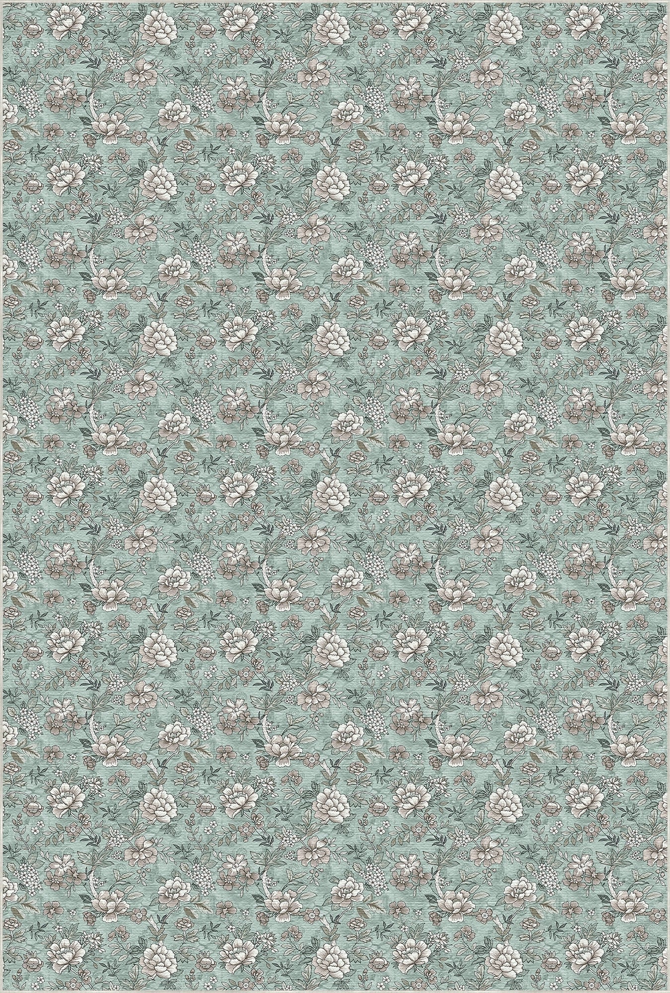 Vintage Mint Petite Floral Rug
