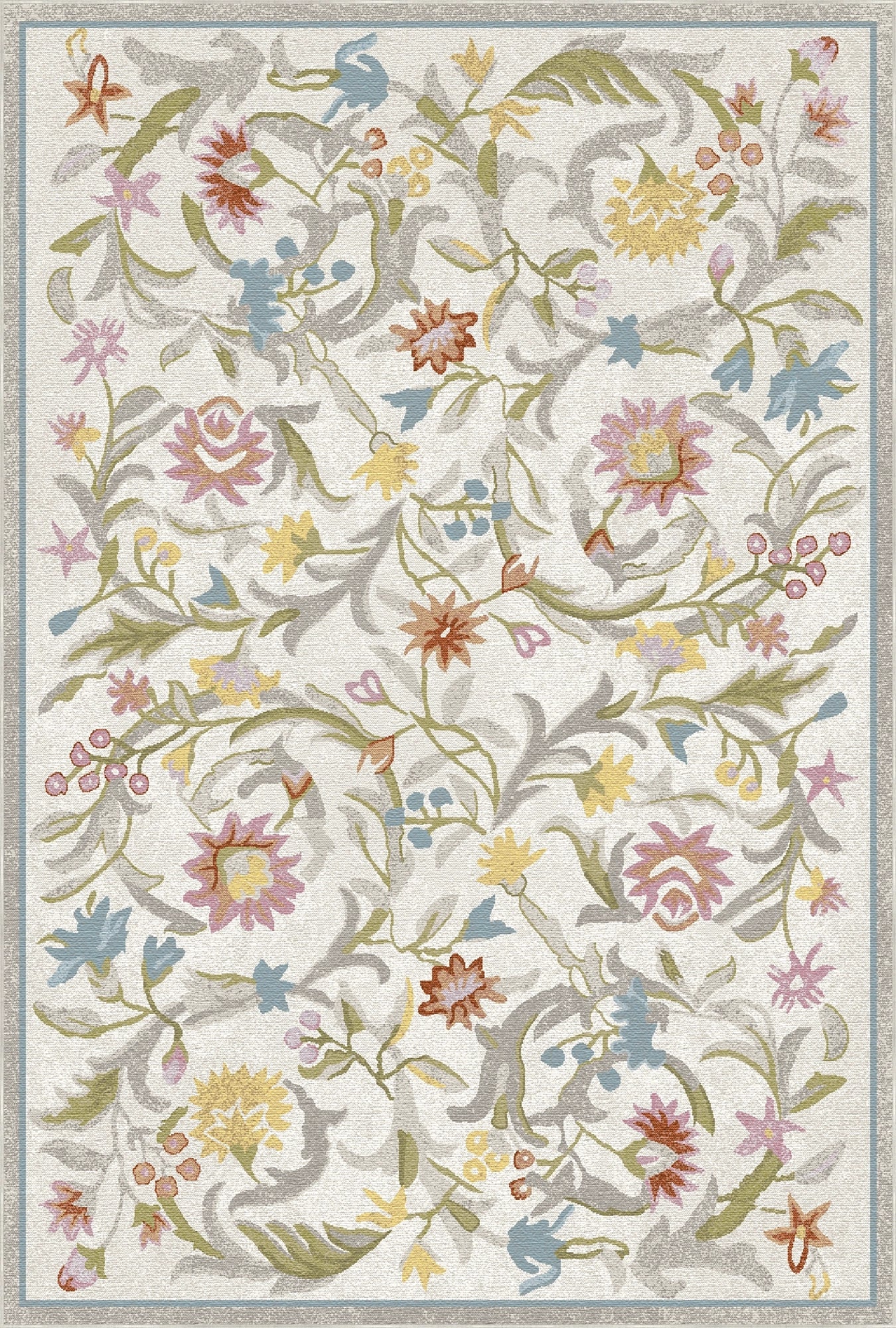 Classic Pastel Floral Vine Rug