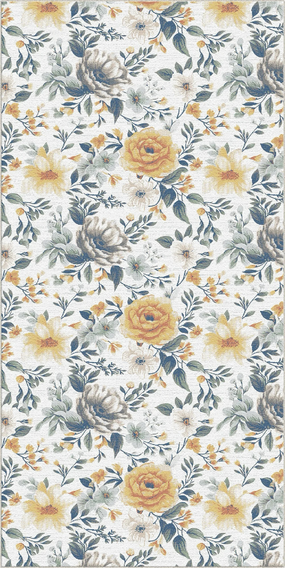 Distressed Pastel Garden White Rug