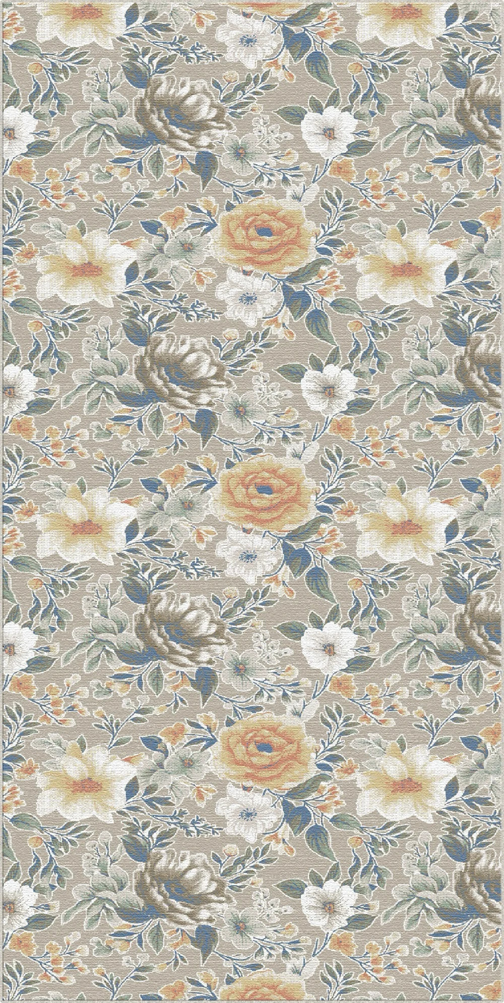 Beige Elegant Yellow Rose Rug