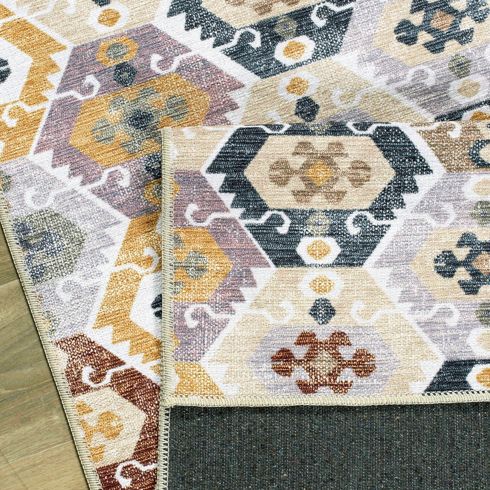 Boho Hex Tribal Washable Rug