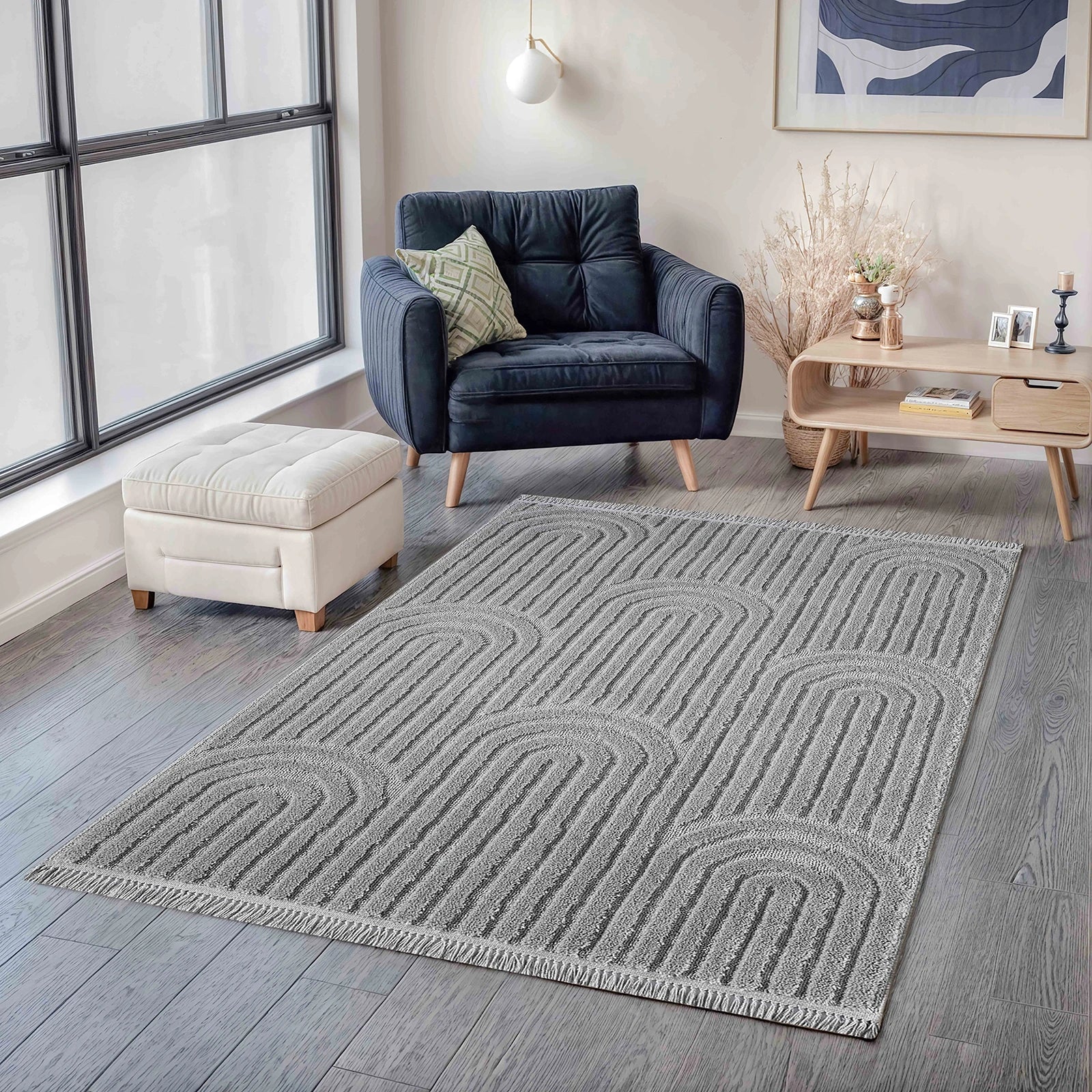 Graphite Halo Curve Rug