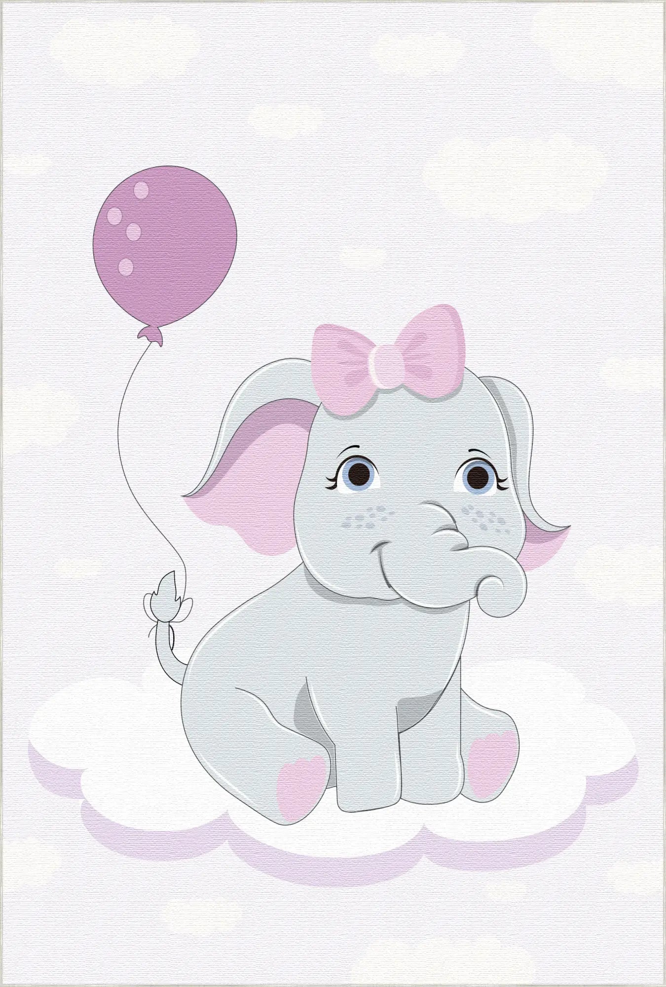 Adorable Pink Elephant Nursery Rug