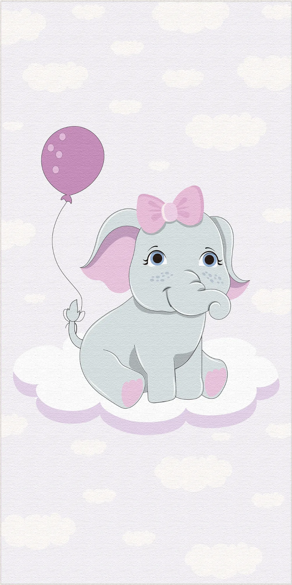 Adorable Pink Elephant Nursery Rug