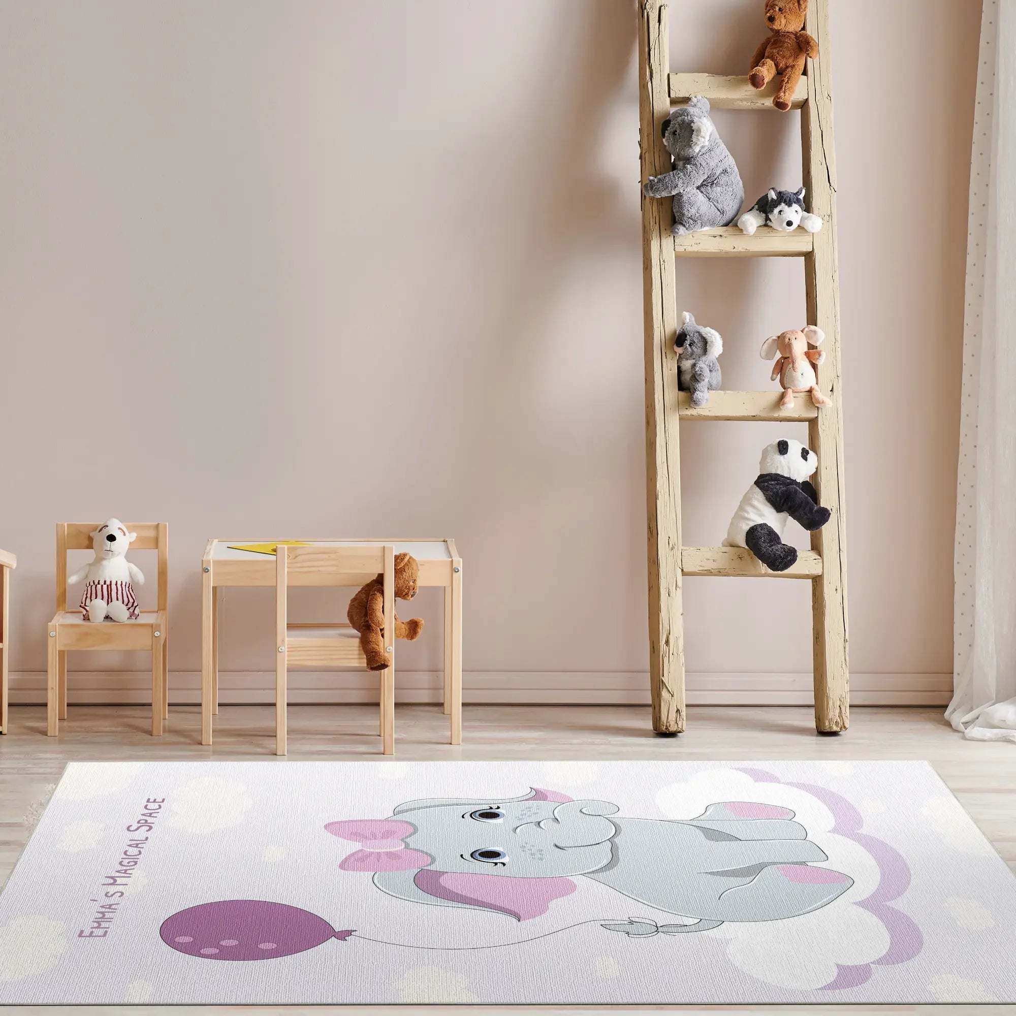 Magical Elephant with Balloon | Customizable Rug