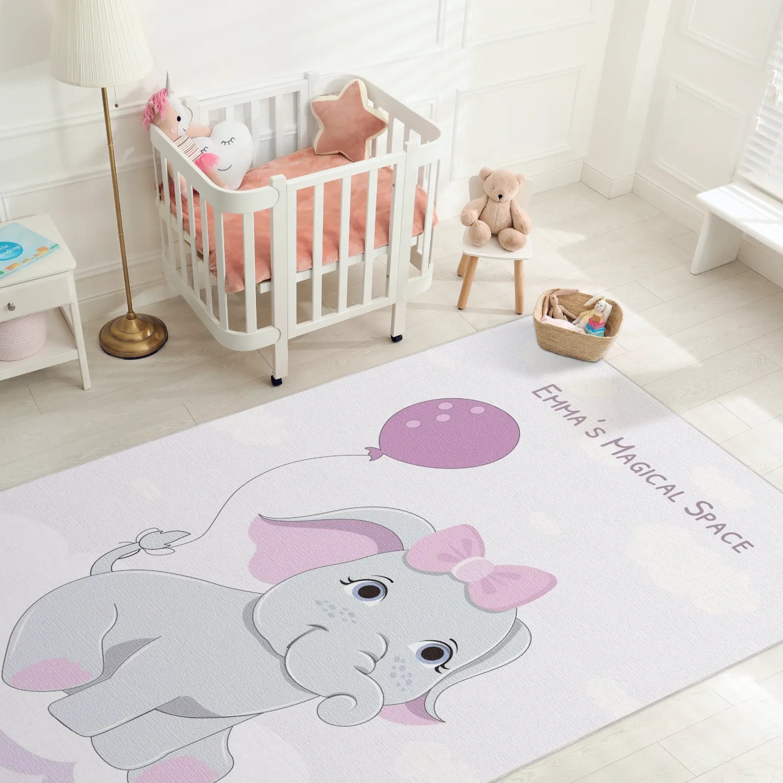 Magical Elephant with Balloon | Customizable Rug