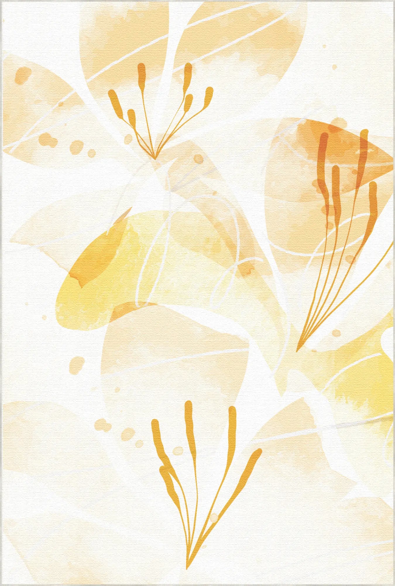 Golden Watercolor Floral Accent Rug