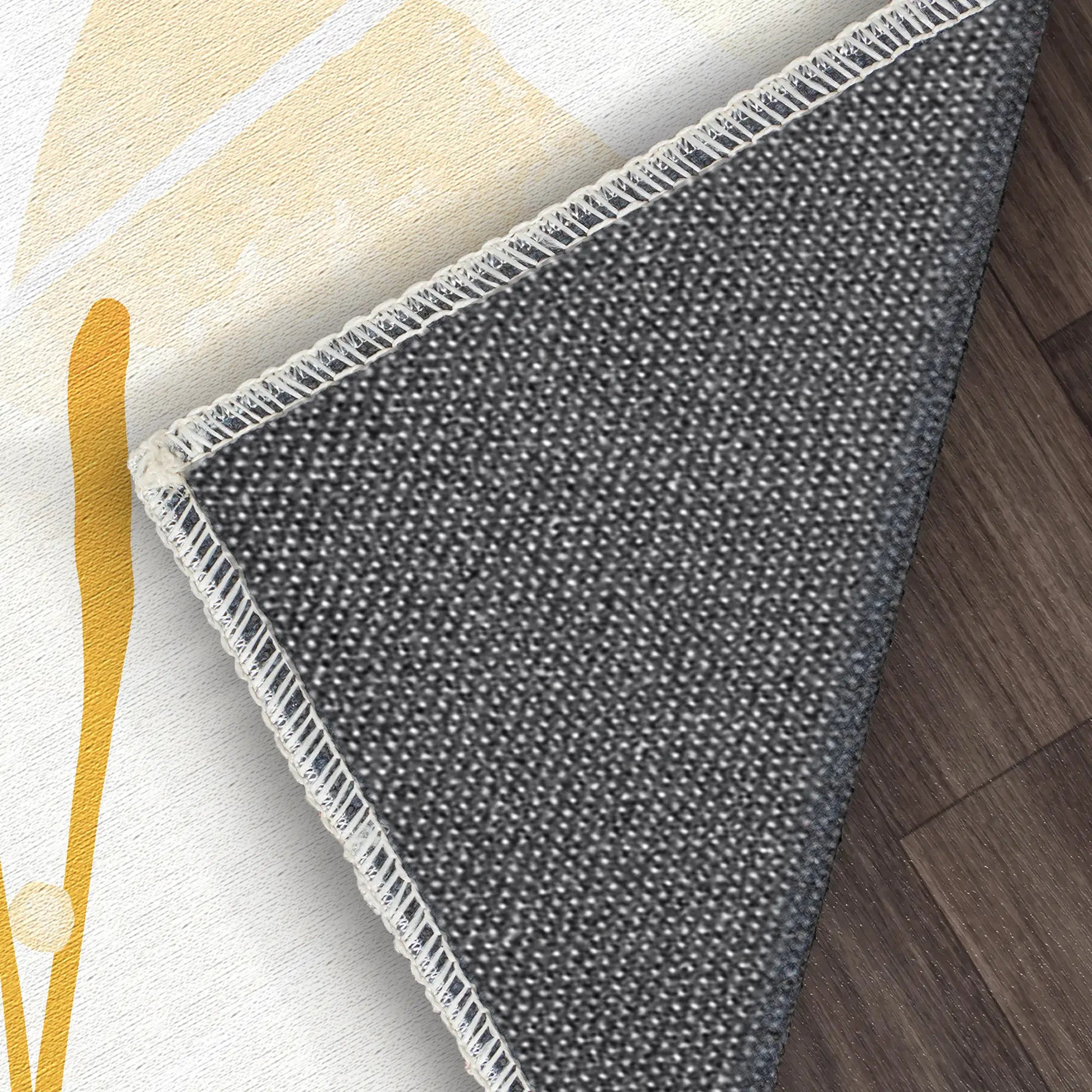 Golden Watercolor Floral Accent Rug