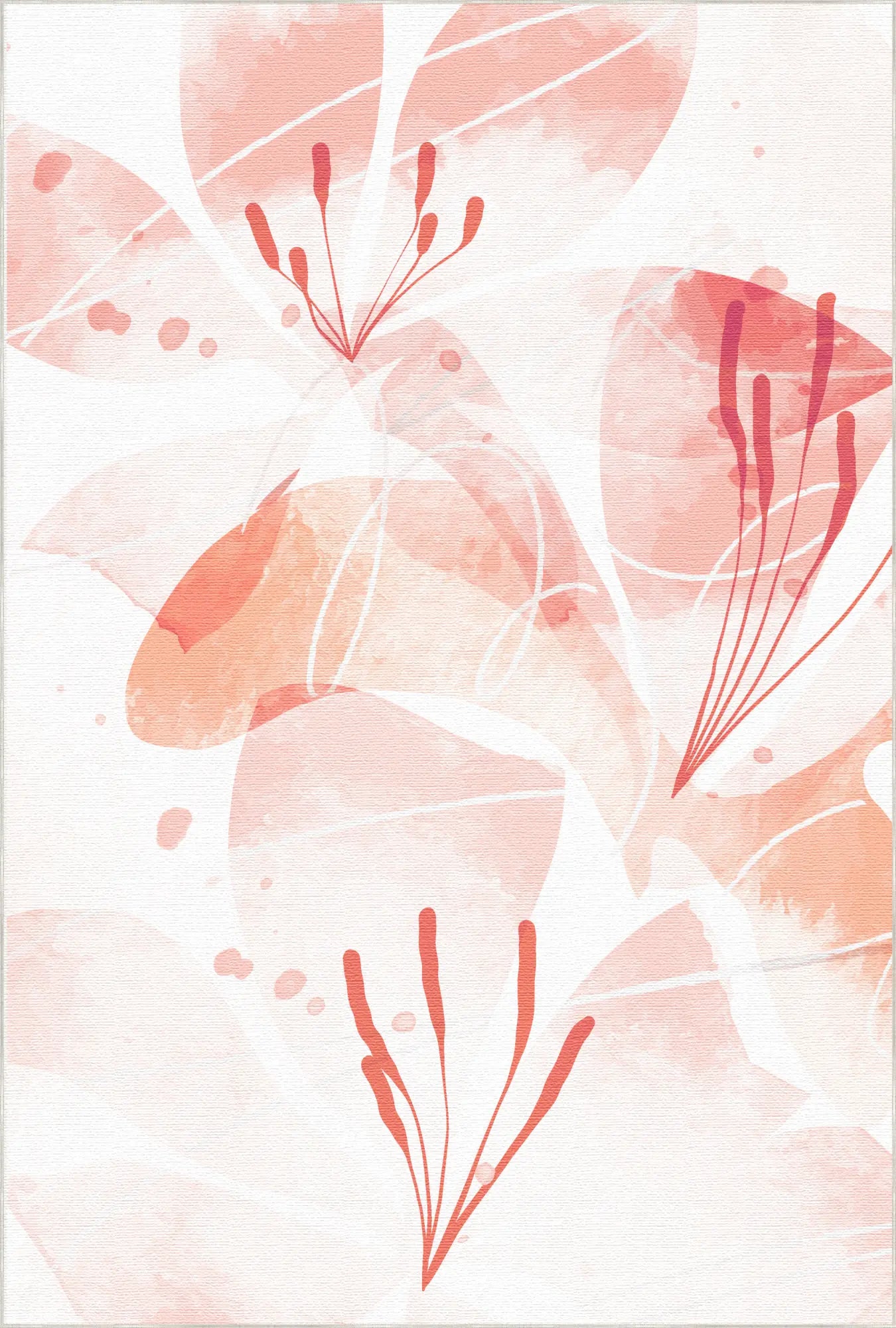 Floral rug with pink and red flowers on a light background