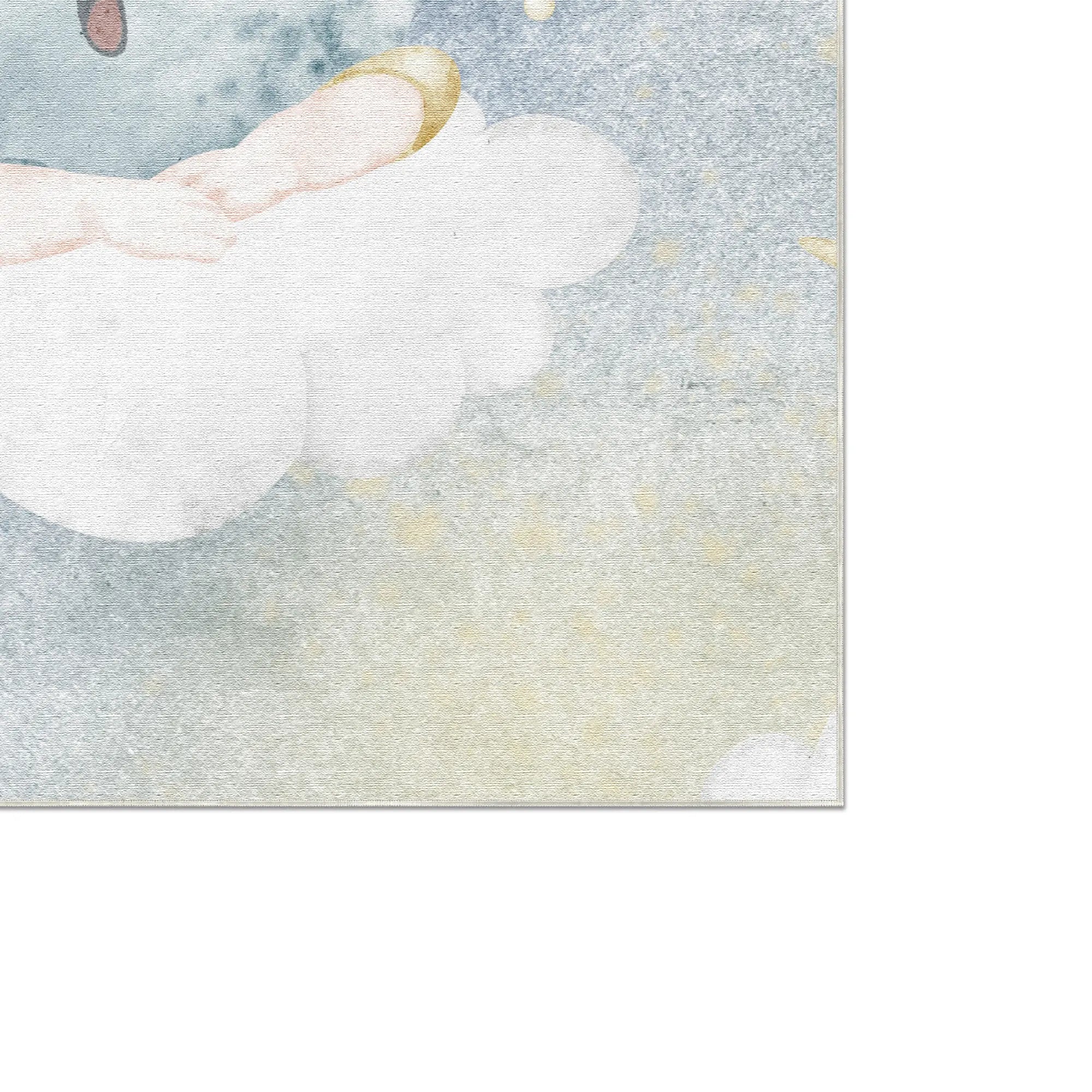 Watercolor Sleepy Moon Nursery Rug
