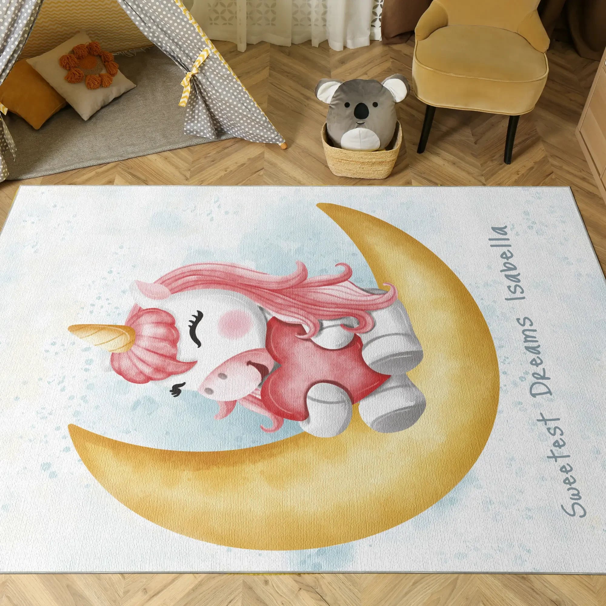 Magical Unicorn on the Moon | Customizable Rug
