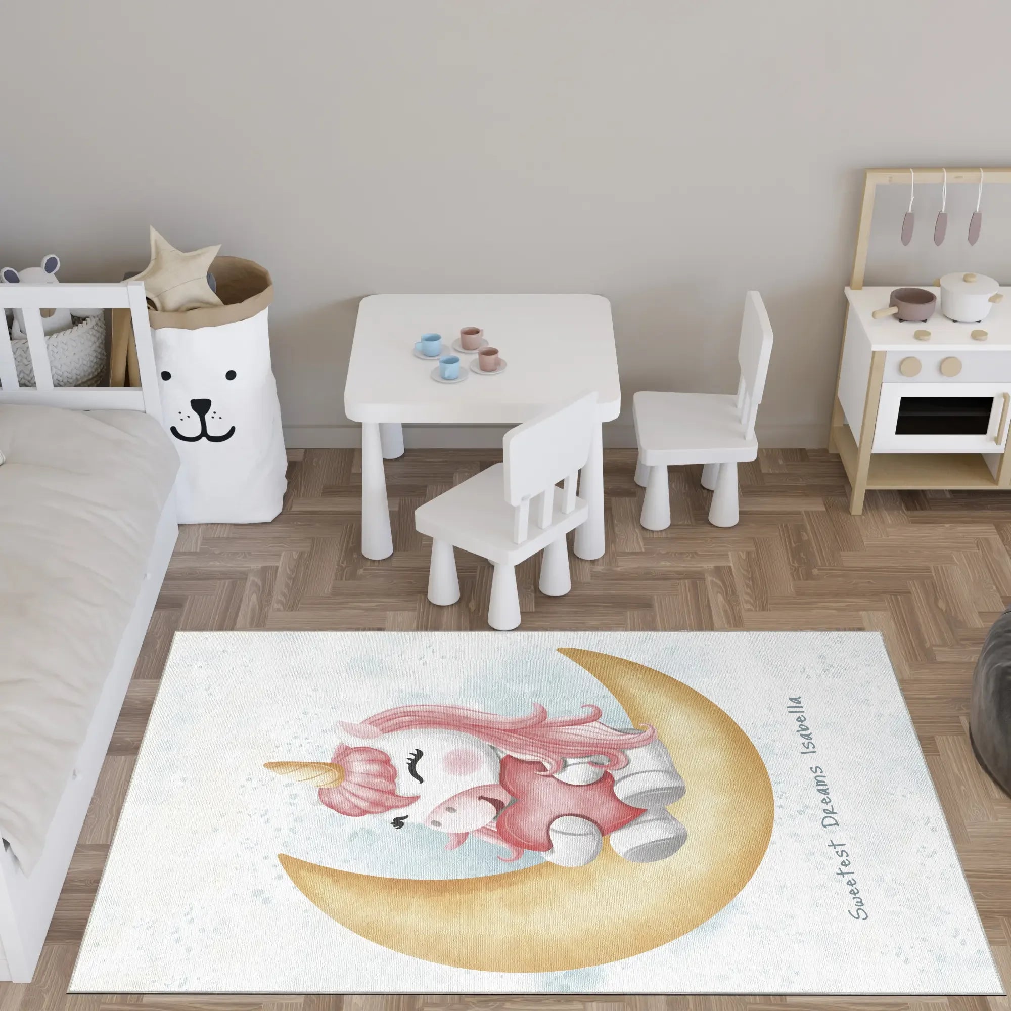 Magical Unicorn on the Moon | Customizable Rug