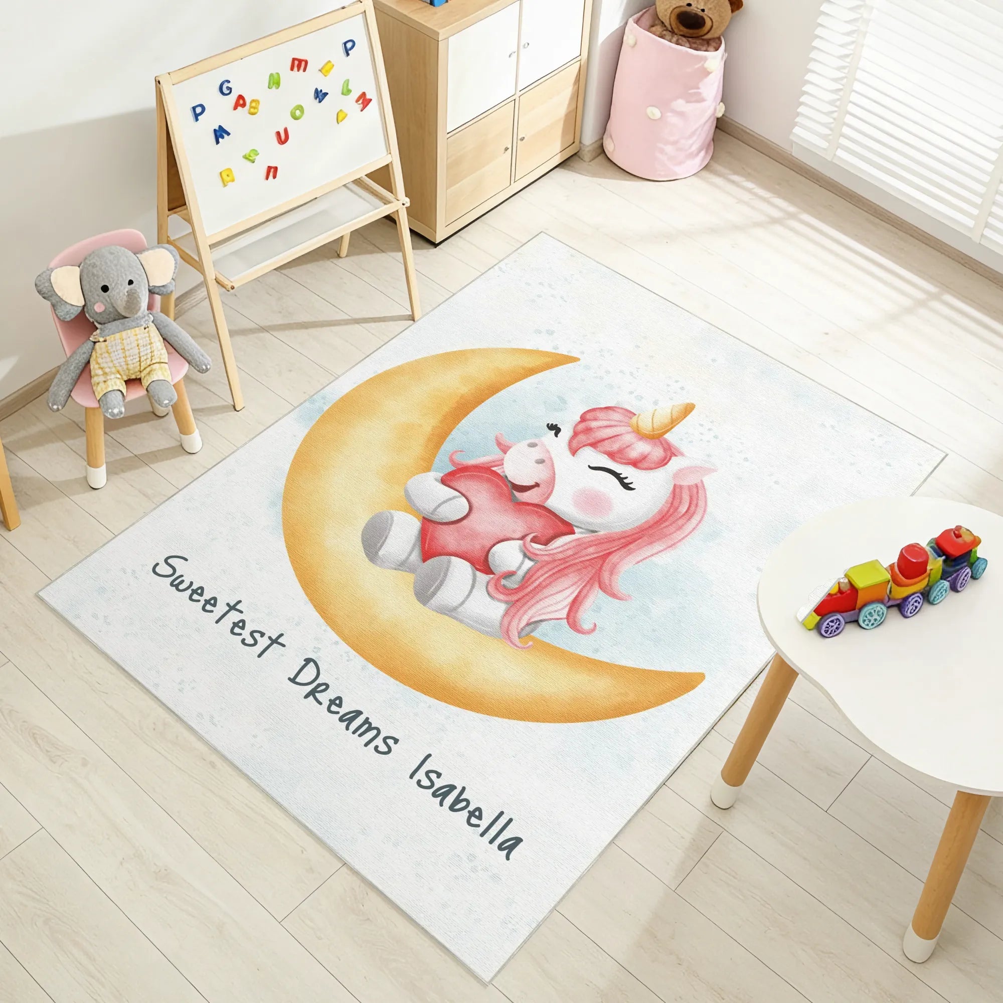 Magical Unicorn on the Moon | Customizable Rug