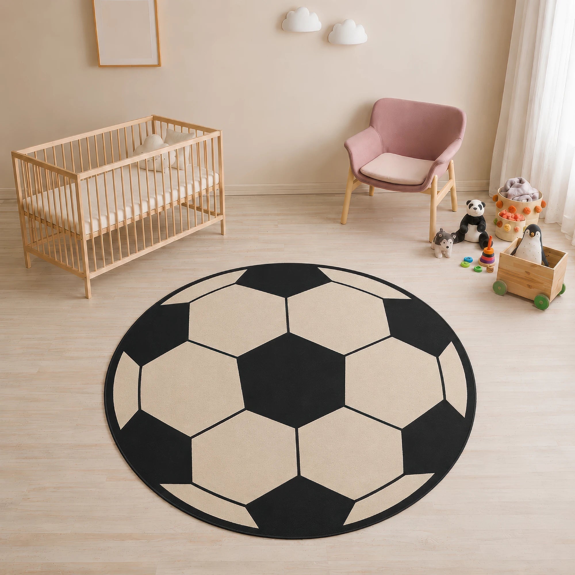 Classic Soccer Ball Round | Kids Sports Rug