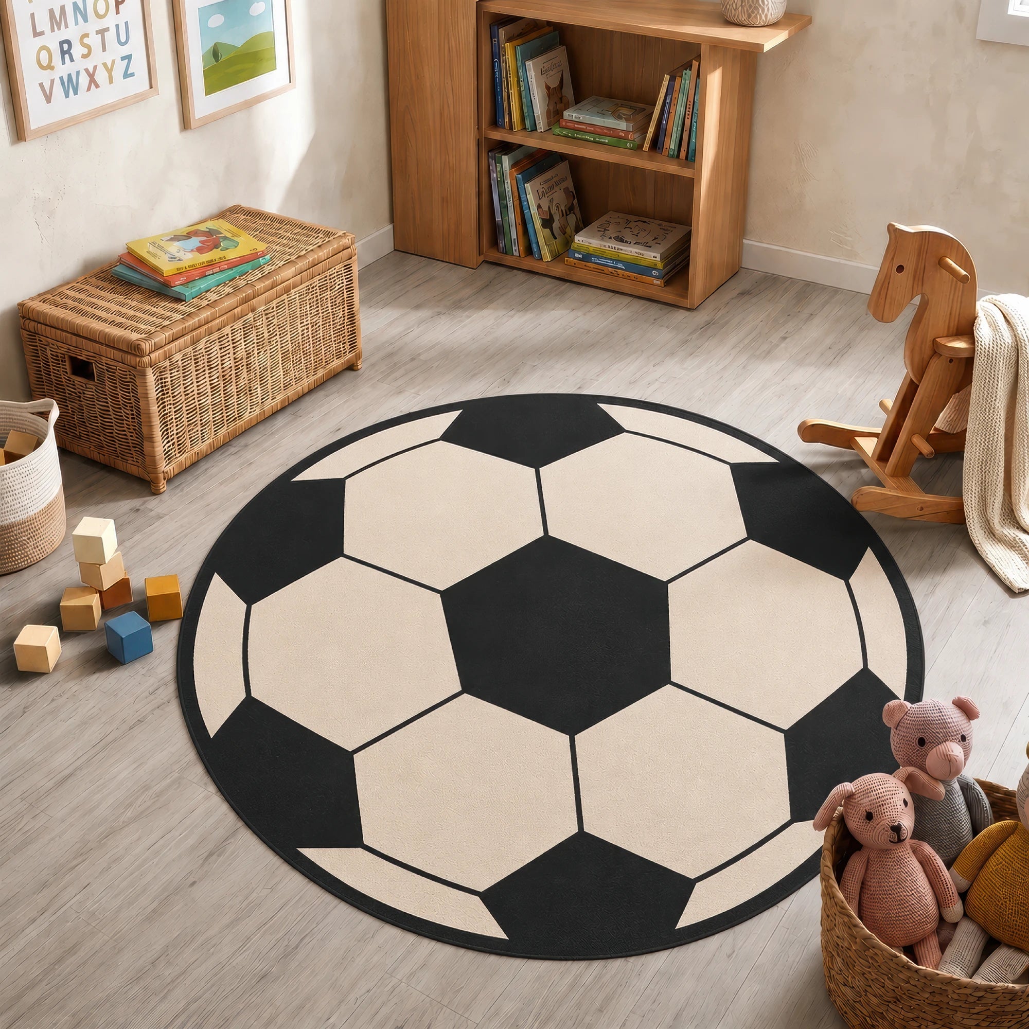 Classic Soccer Ball Round | Kids Sports Rug