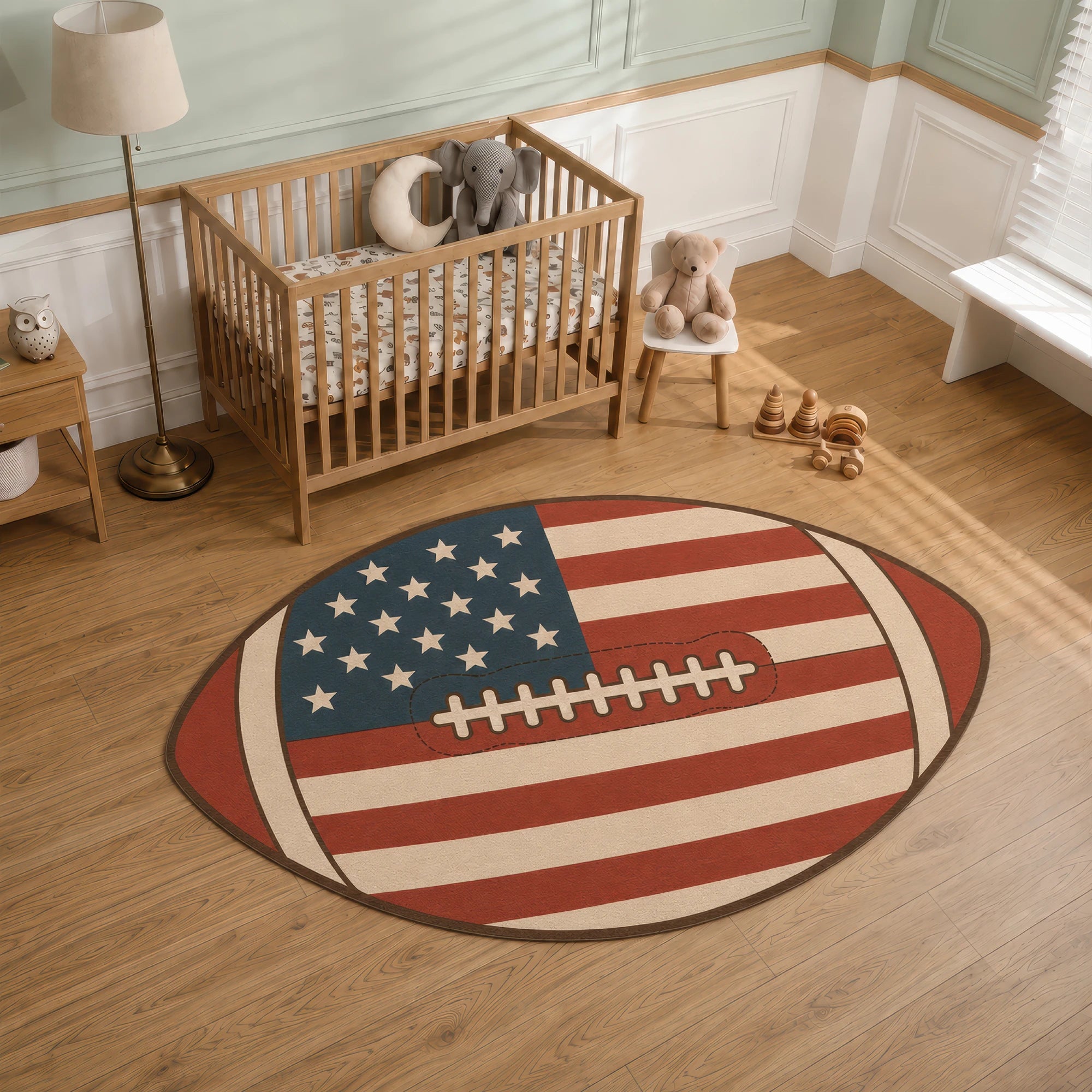 USA Flag American Football | Kids Shaped Rug