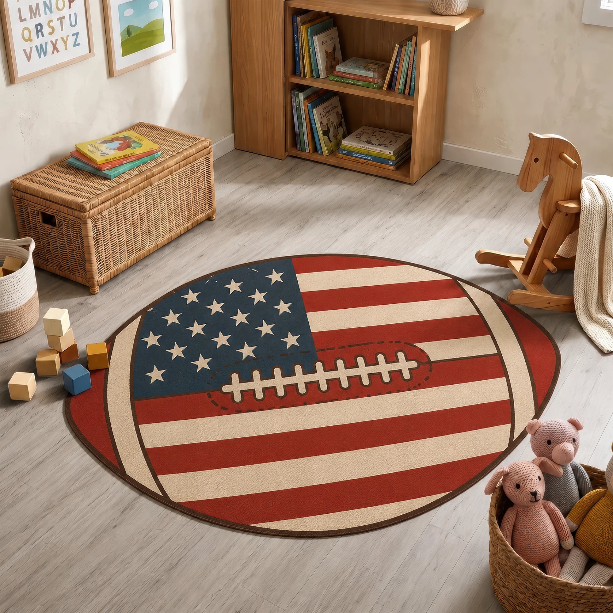 USA Flag American Football | Kids Shaped Rug