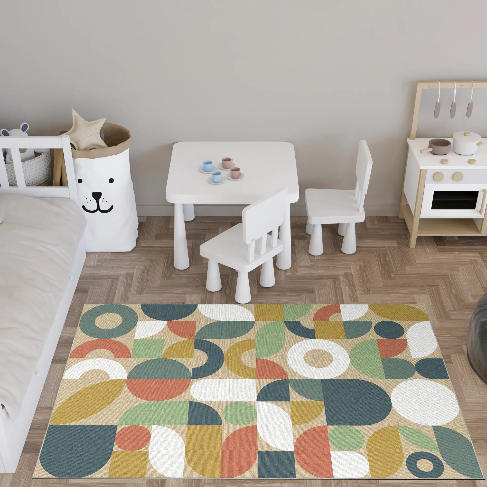 Modern Retro Geometric Washable Rug