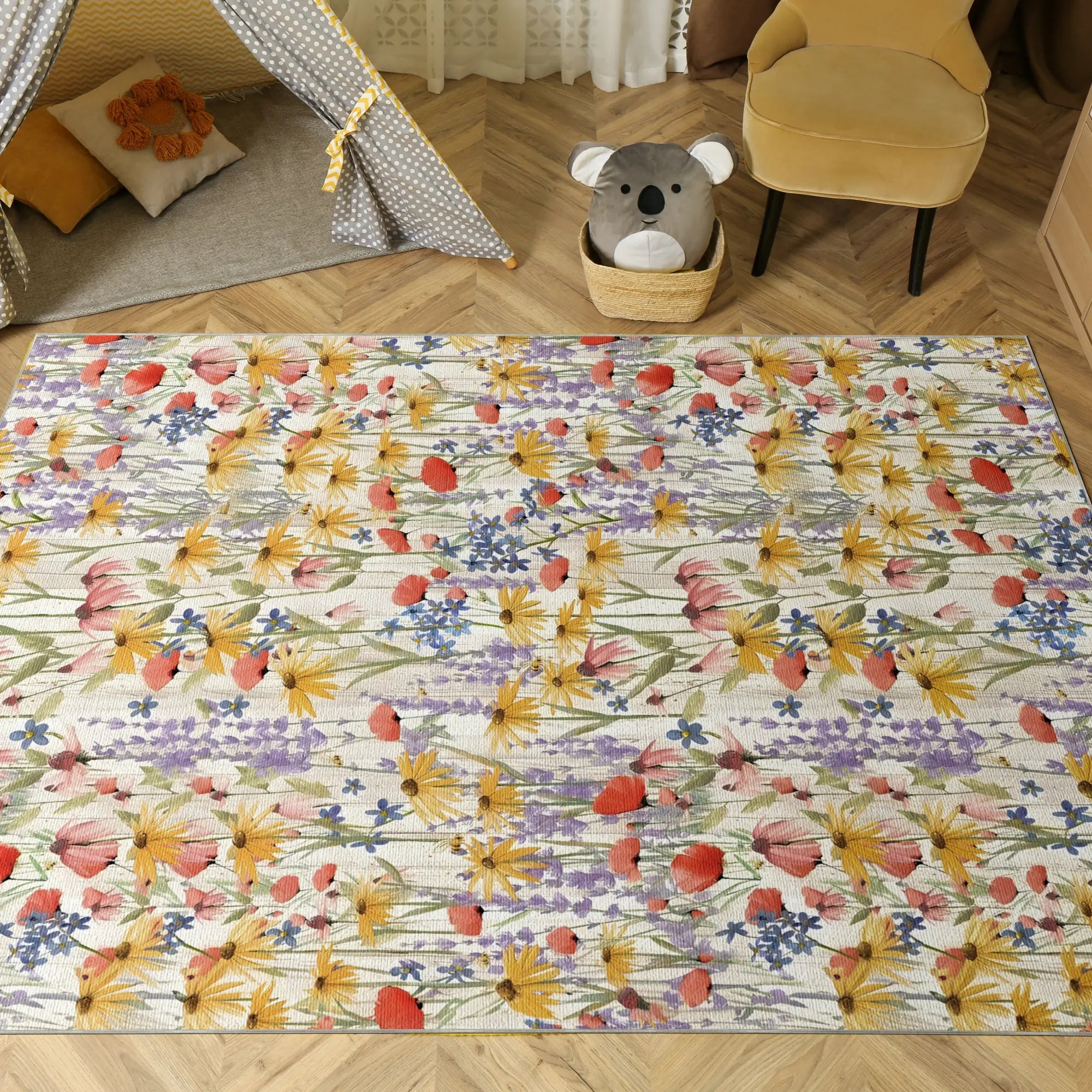 Wildflower Botanical Washable Rug