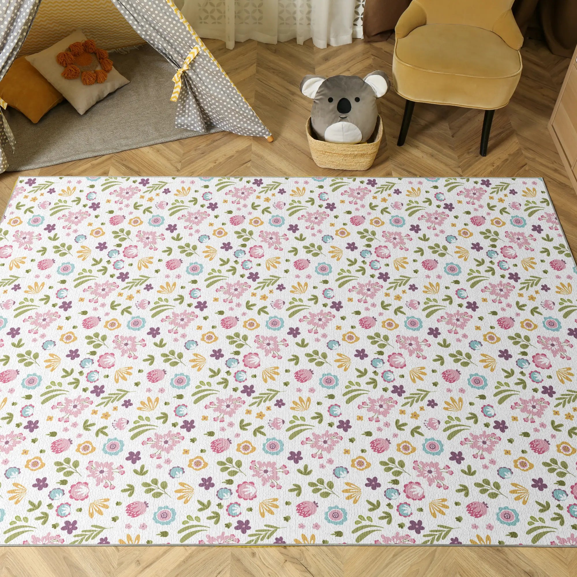 Washable Pastel Ditsy Rug