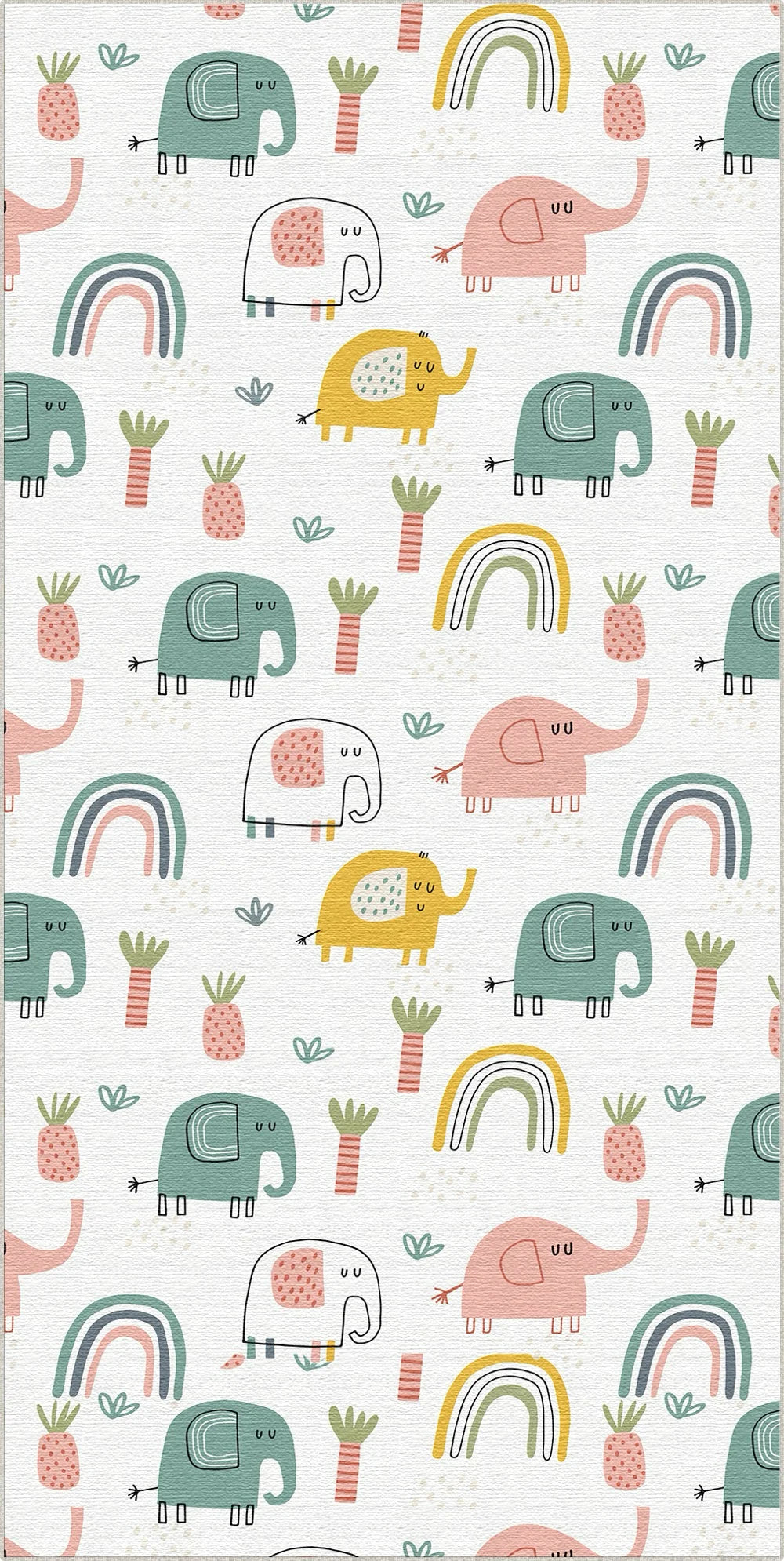 Washable Boho Elephant Nursery Rug