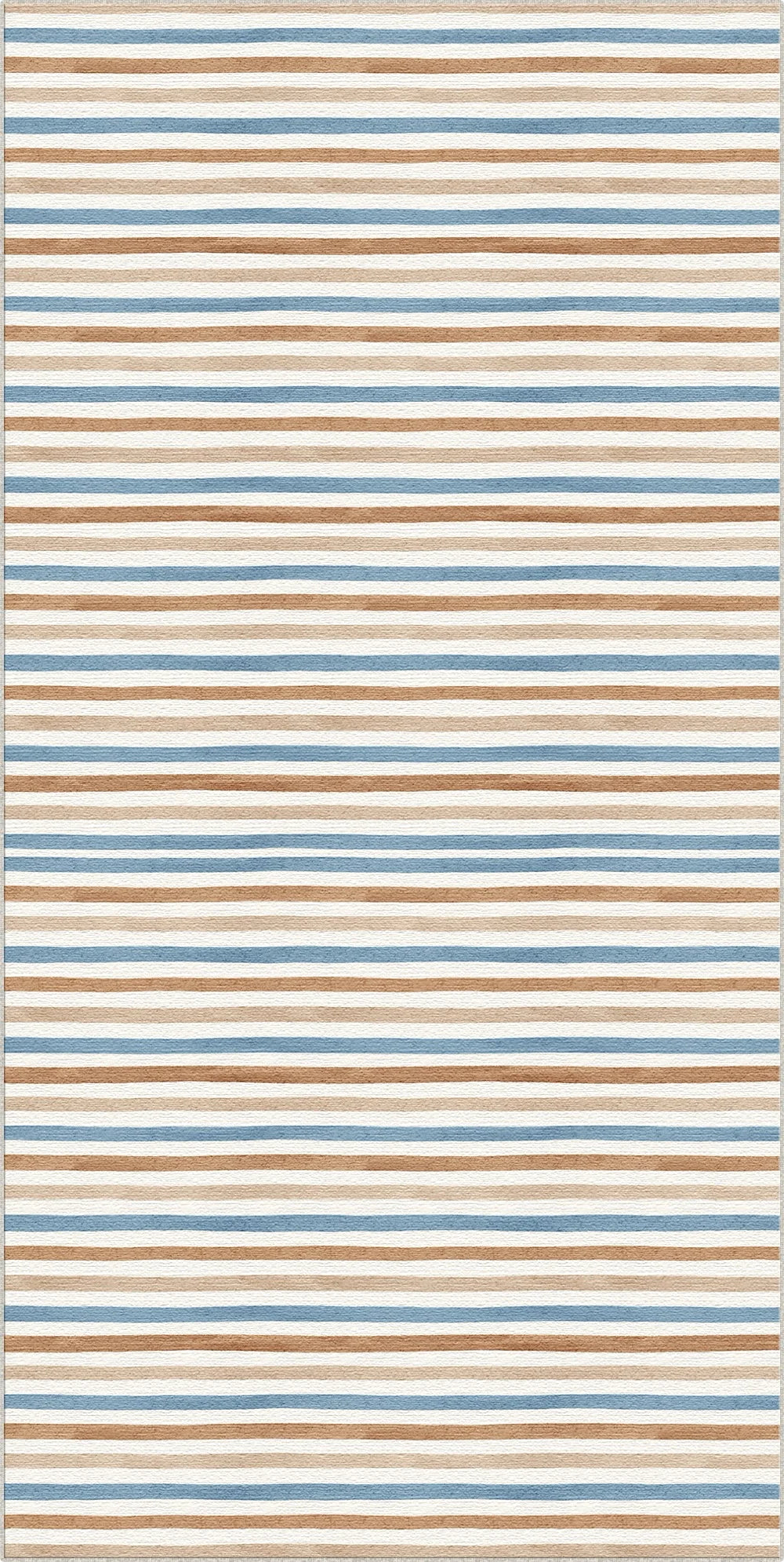 Washable Blue Striped Coastal Rug