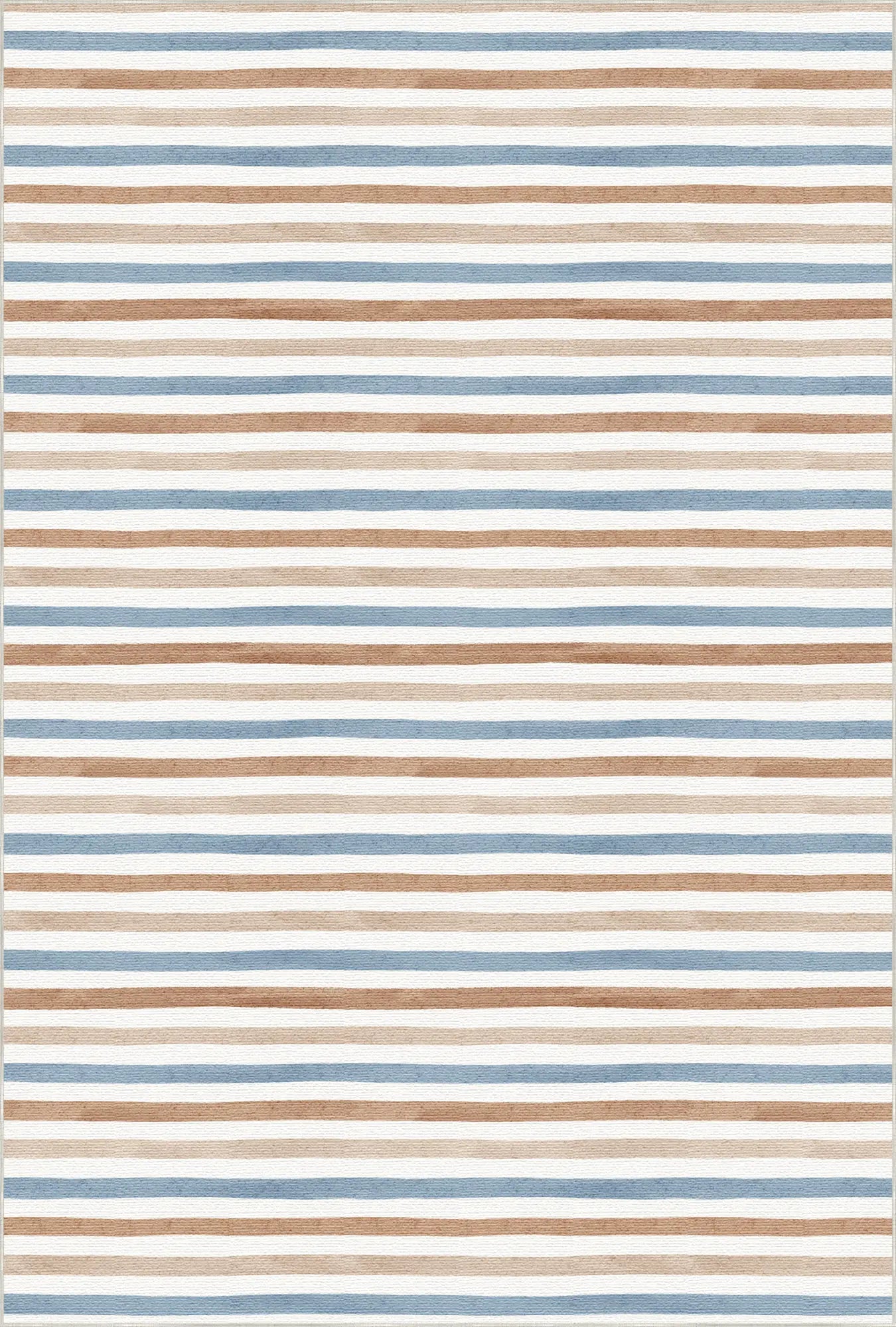 Washable Blue Striped Coastal Rug