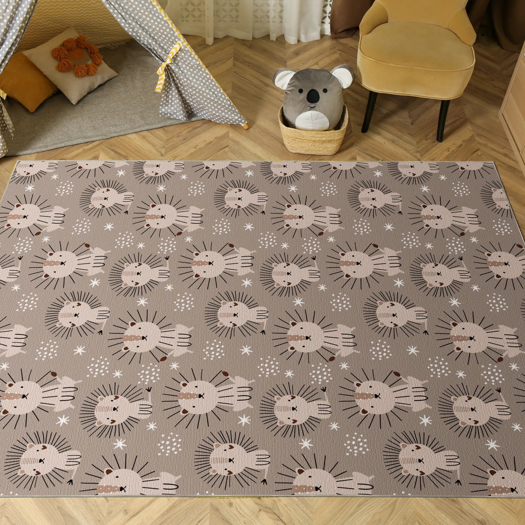 Minimalist Scandi Lion Nursery Rug