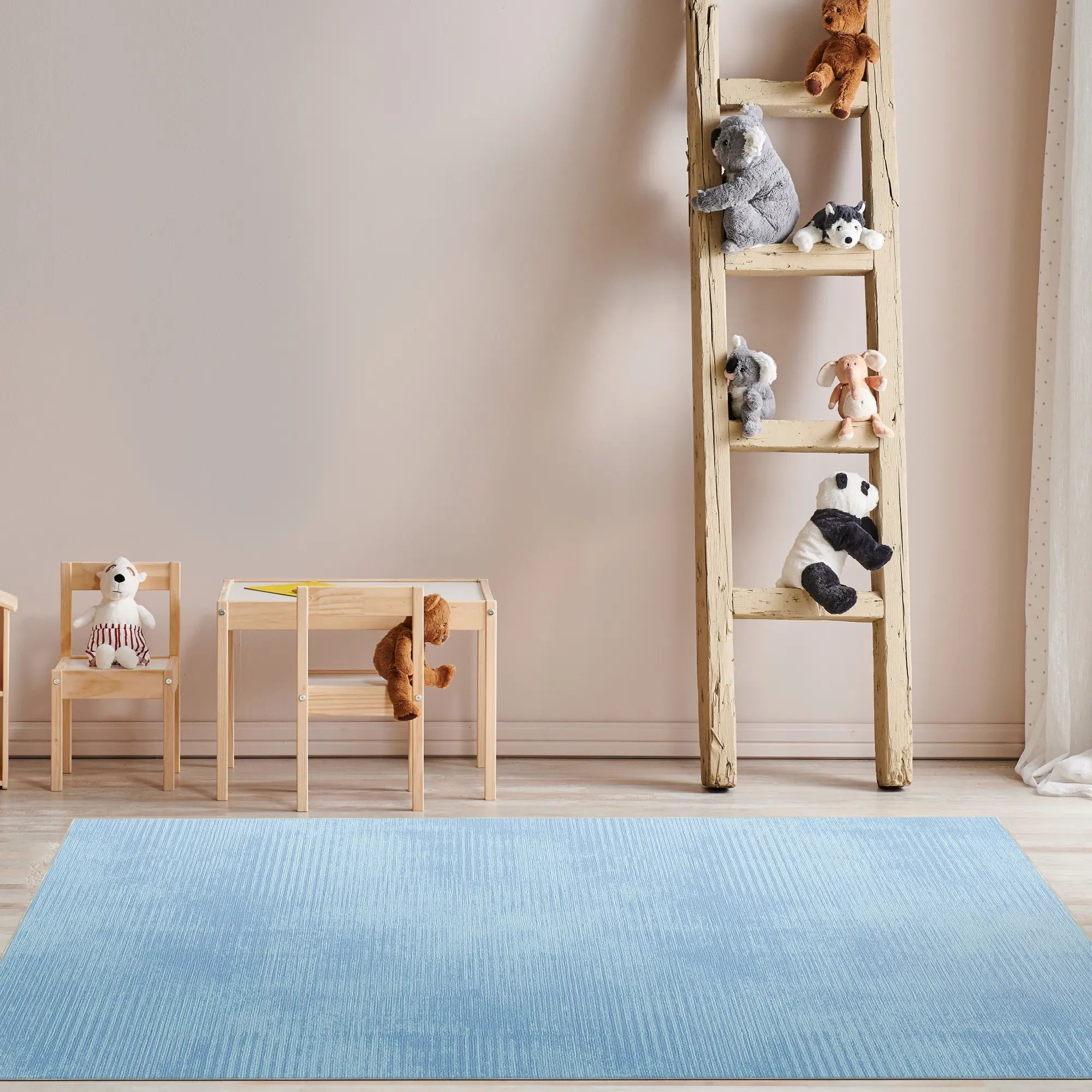 Washable Textured Light Blue Rug