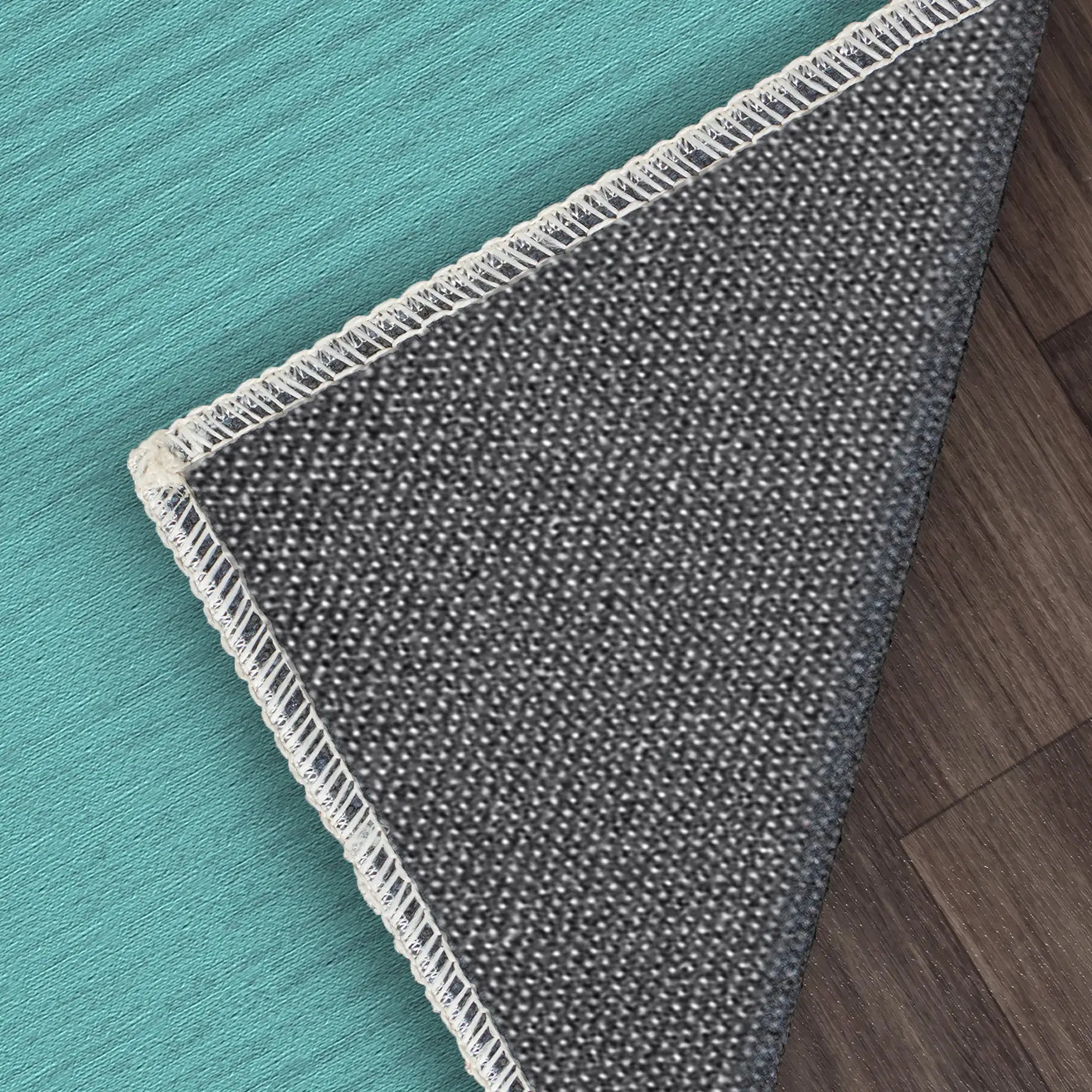 Washable Textured Teal Area Rug