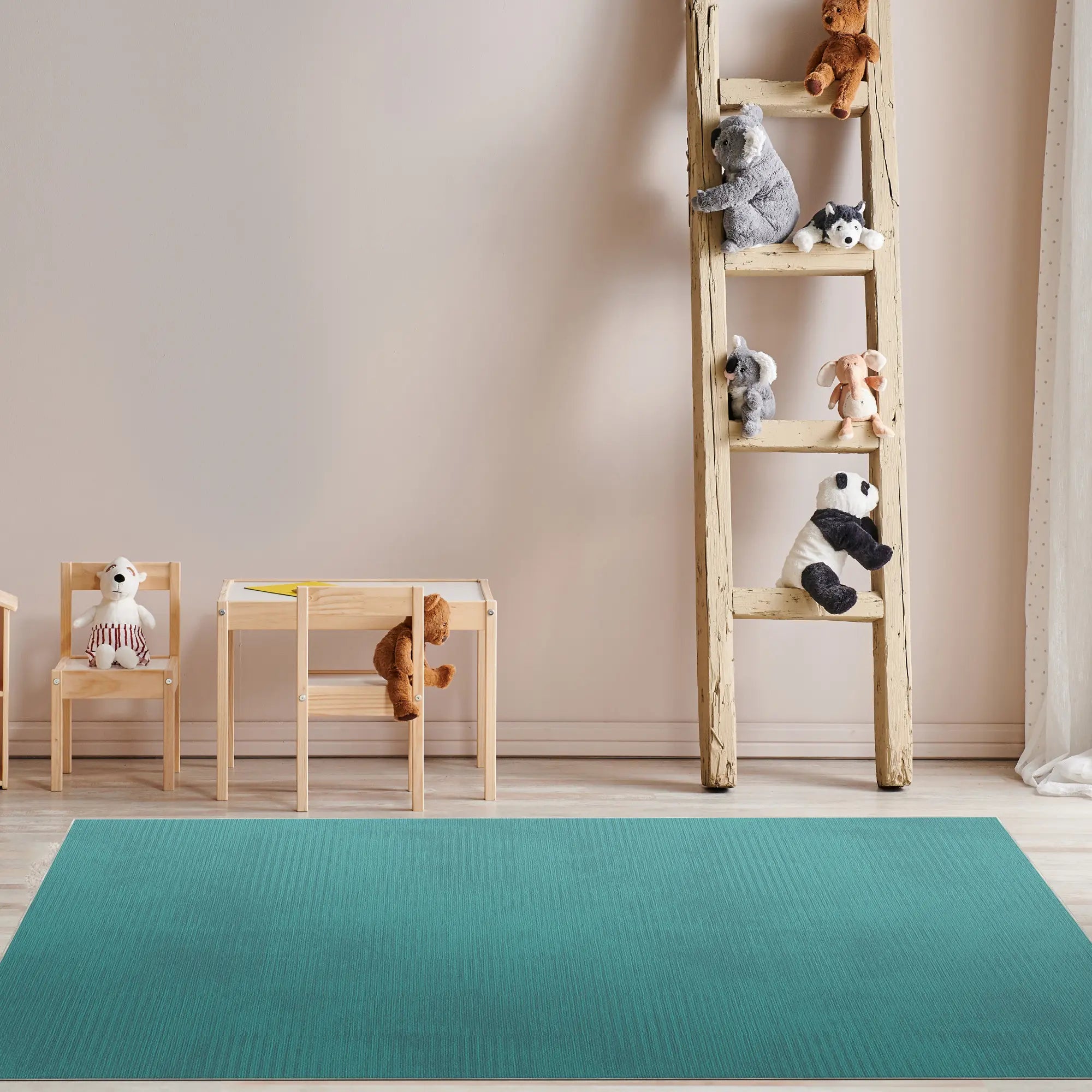 Washable Textured Teal Area Rug