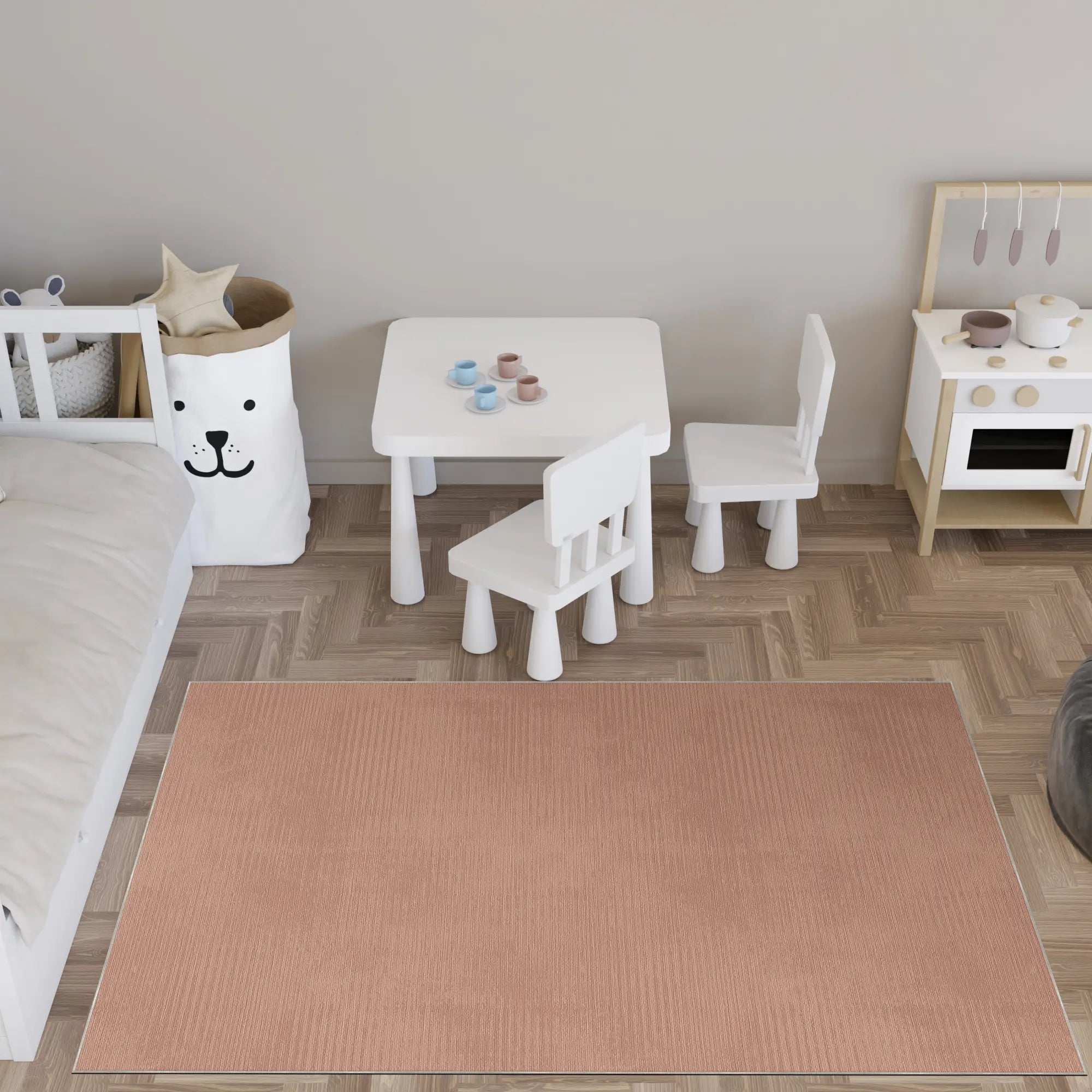 Washable Textured Peach Area Rug