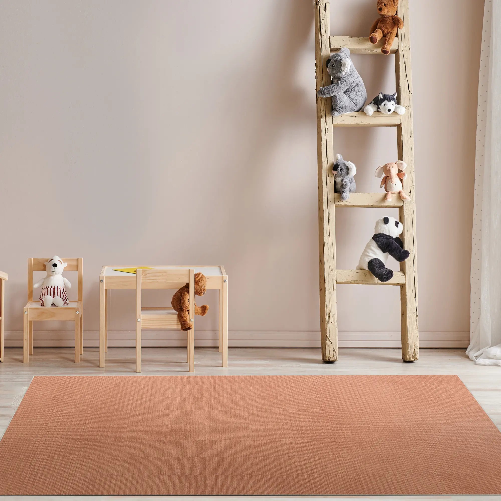 Washable Textured Peach Area Rug