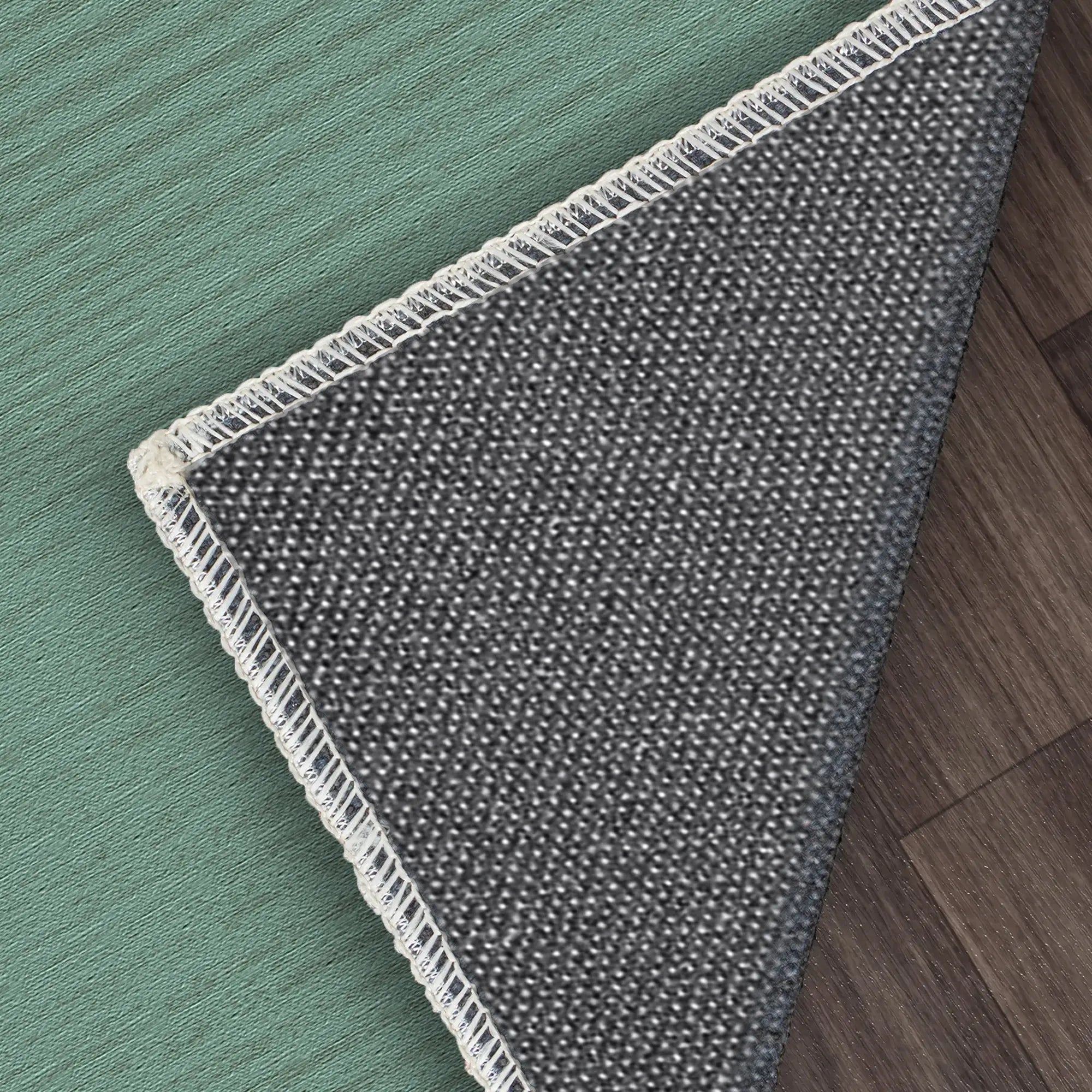 Washable Textured Green Area Rug